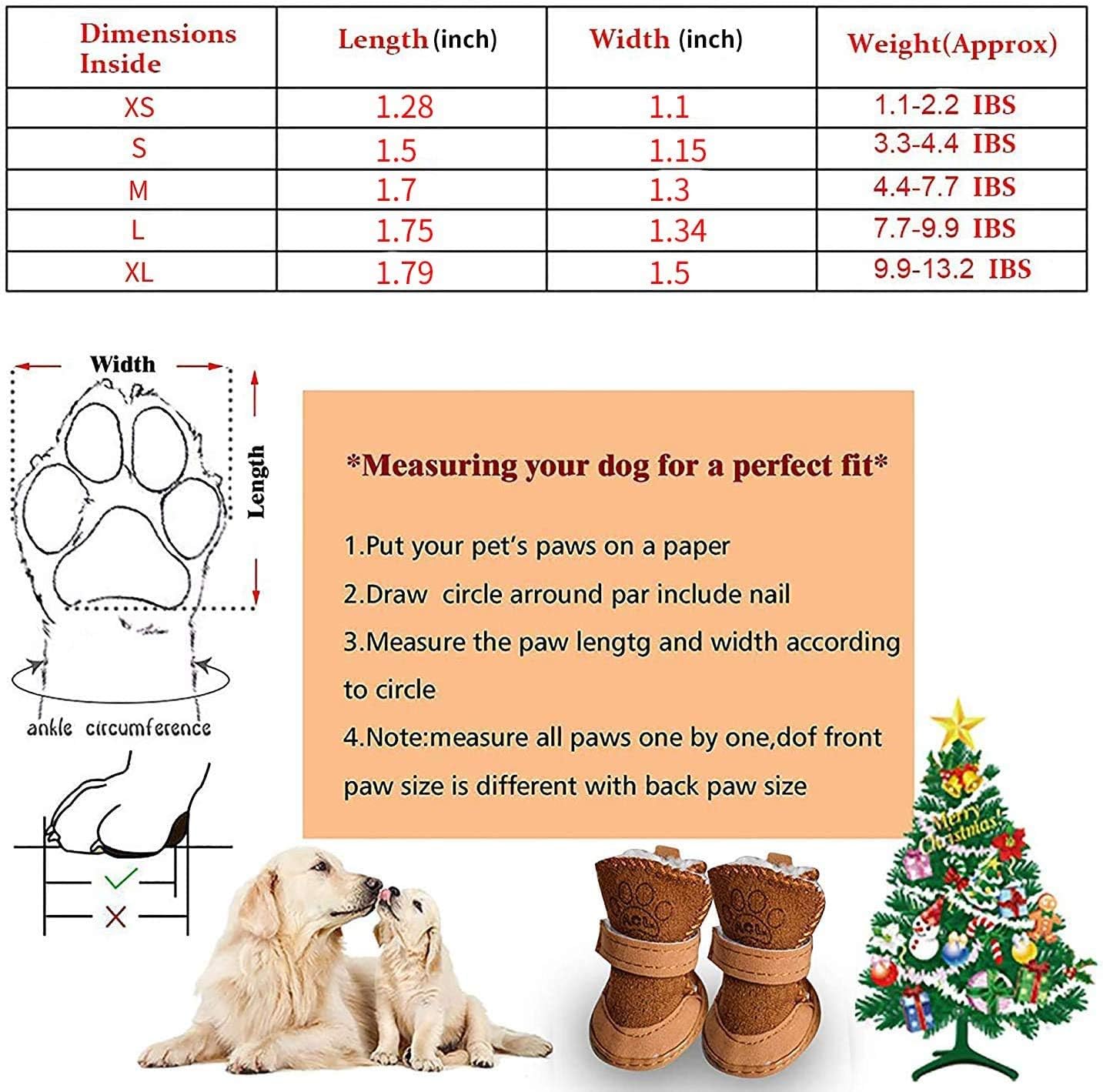 Payanwin Dog Boots Paw Protector, Anti-Slip Dog Shoes,Dog Australia Boots Pet Antiskid Shoes Winter Warm Skidproof Sneakers, For Small Dog (#1, Pink)