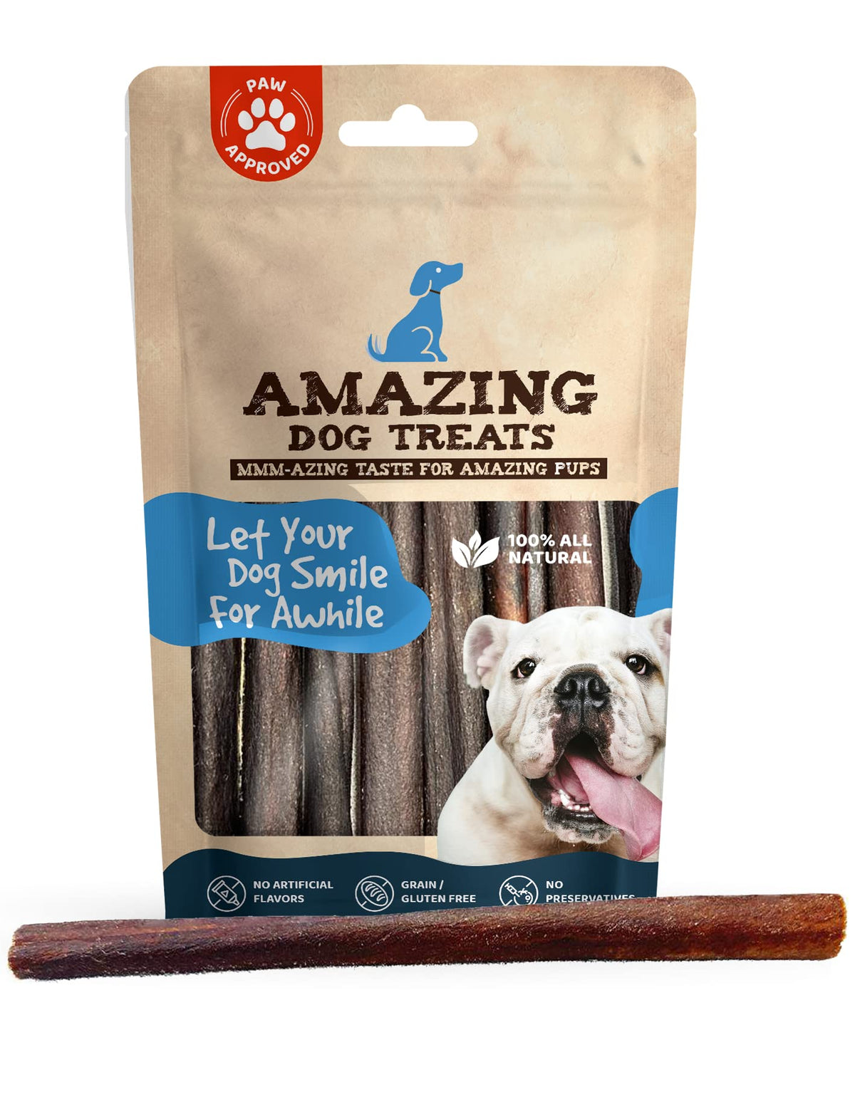 Amazing Dog Treats 12 Inch Collagen Stick - (10 Count) - Collagen Bully Sticks For Dogs - 95% Natural Collagen Sticks For Dogs - No Hide Bones For Dogs