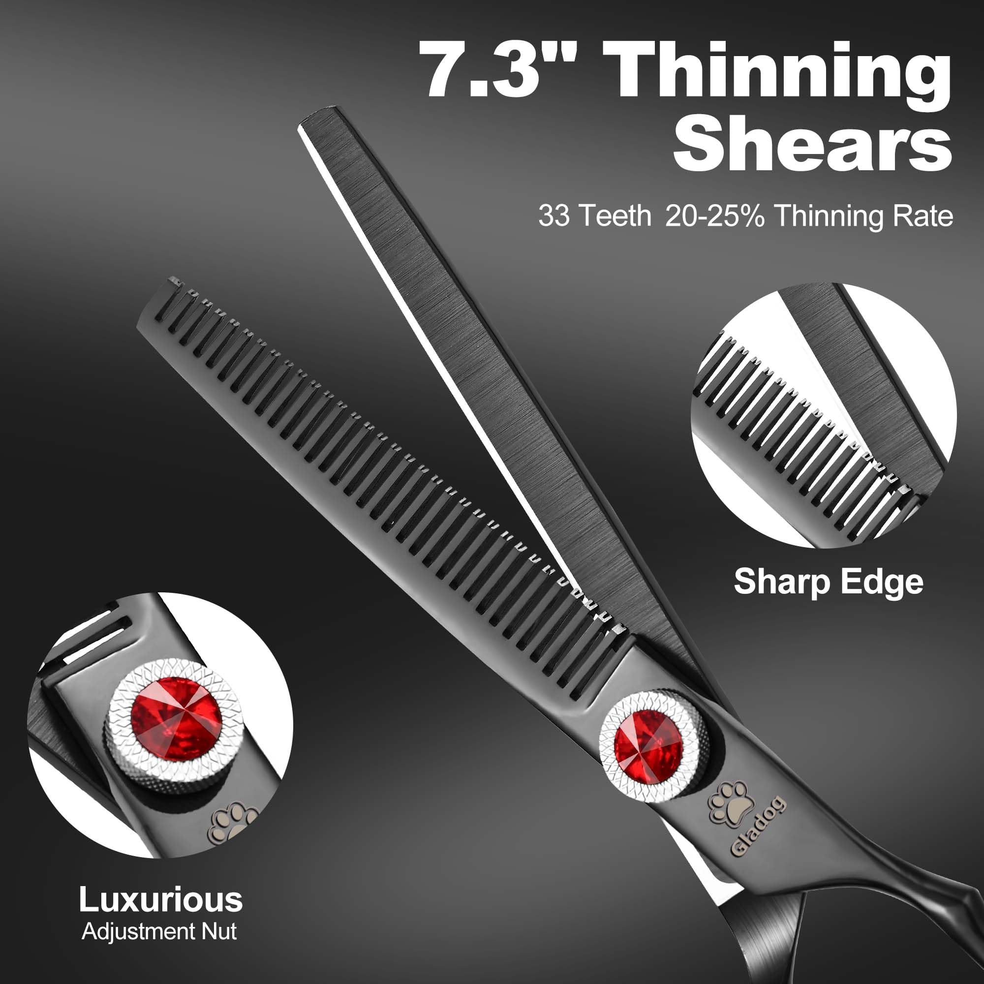 Gladog 7 Inch Professional Dog Grooming Scissors Kit, Titanium Dog Scissors For Grooming, Heavy-Duty Dog Shears For Grooming, 6-