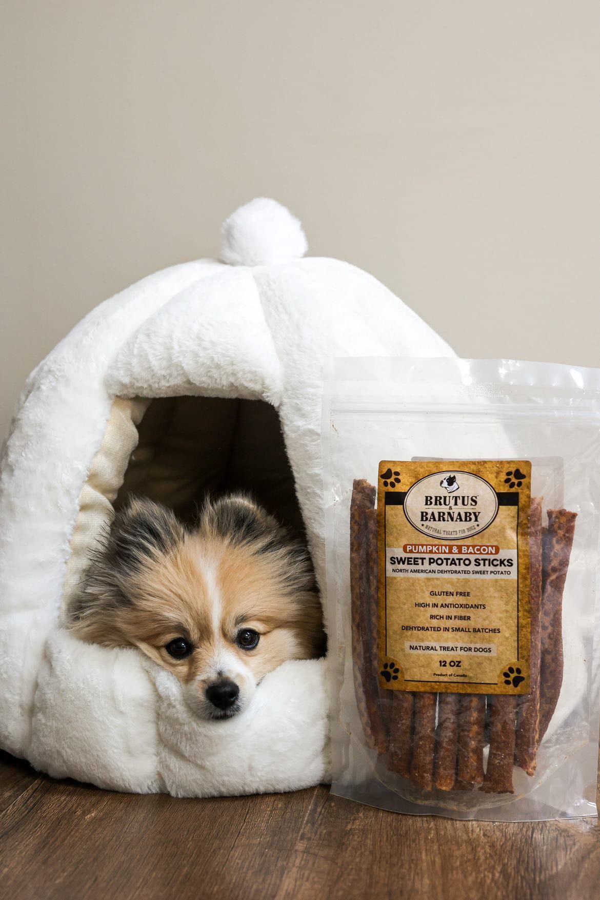BRUTUS & BARNABY USA Sweet Potato Dog Treats - Grain Free, Pumpkin Bacon Crunchy Sticks - Great Tasting, Promotes Positive Dog G
