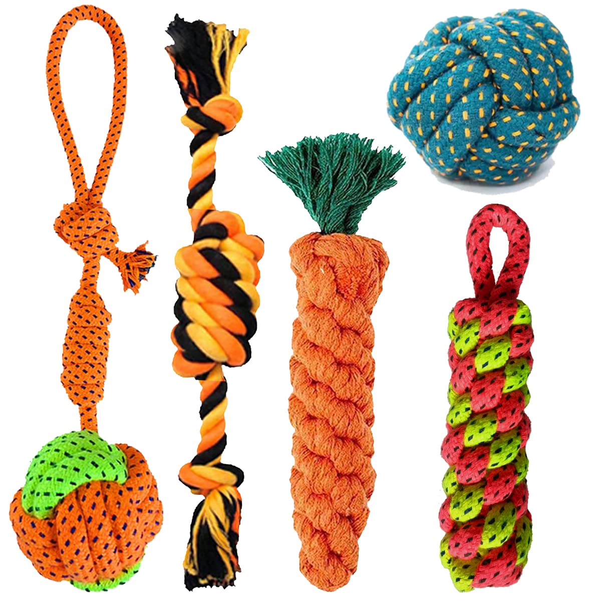 YOUHAVEDEAL Puppy Teething Chew Toys  5 Pack Durable Small to Large Dog Toys, Chew Toys for Boredom, Interactive Dog Ball, Safe