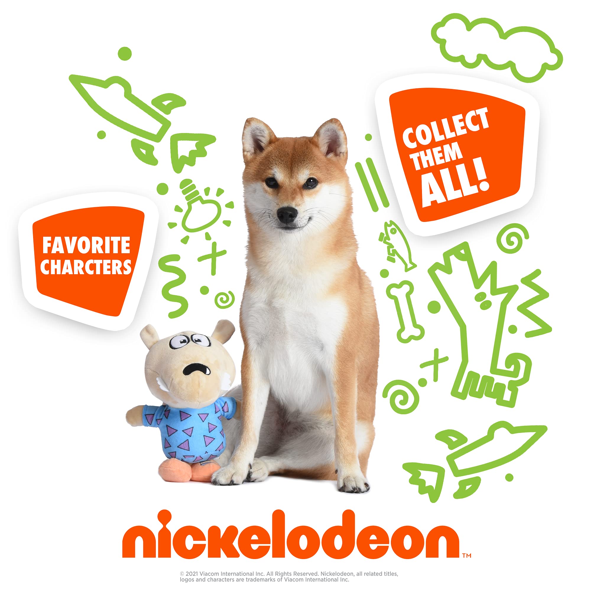 Nickelodeon For Pets Rocko'S Modern Life Spunky Figure Plush Dog Toy - 6 Inch White Squeaky Dog Toy For All Dogs - Nickelodeon T