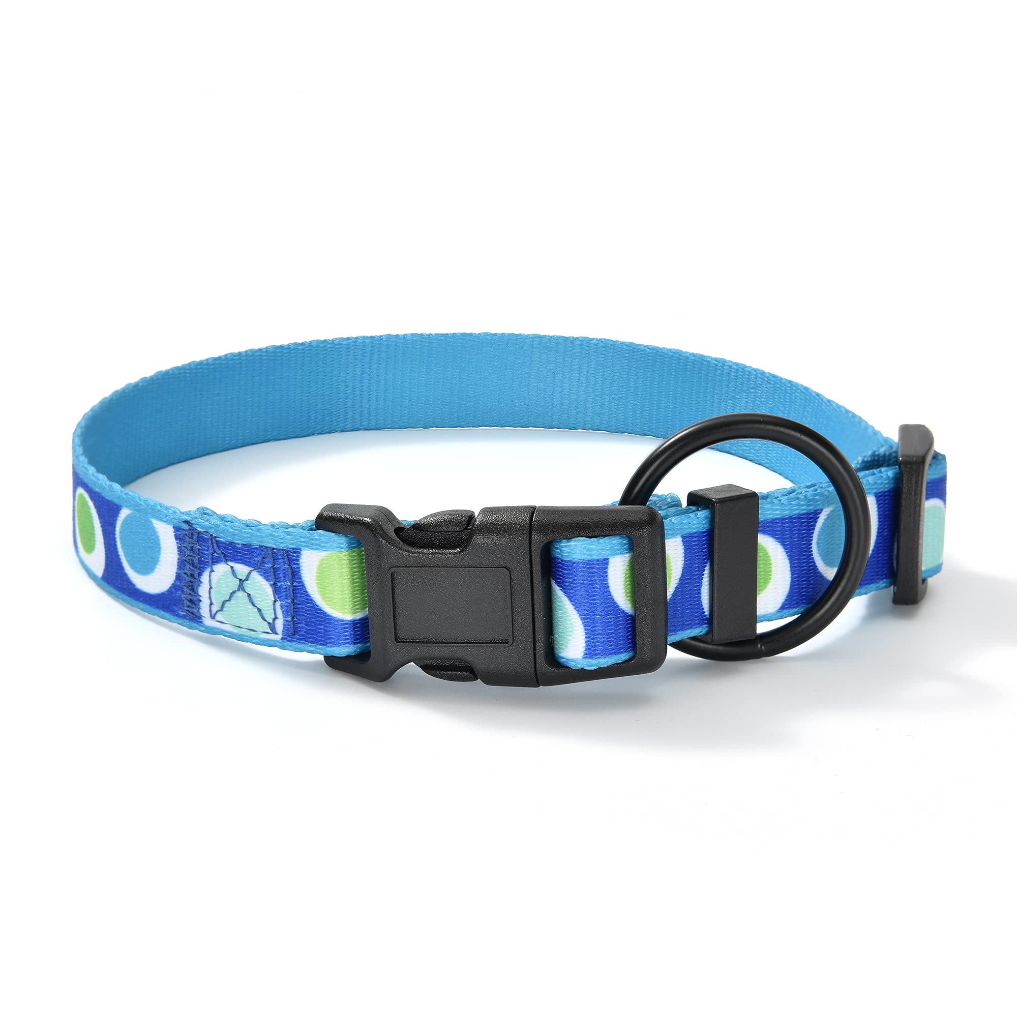 Mile High Life Dog Collar | Nylon Puppy Collars W Cute Patterns | Lightweight Girl Dog Collar | Boy Dog Collar For Small/Medium/Large Dogs (Blue Dot, Large)