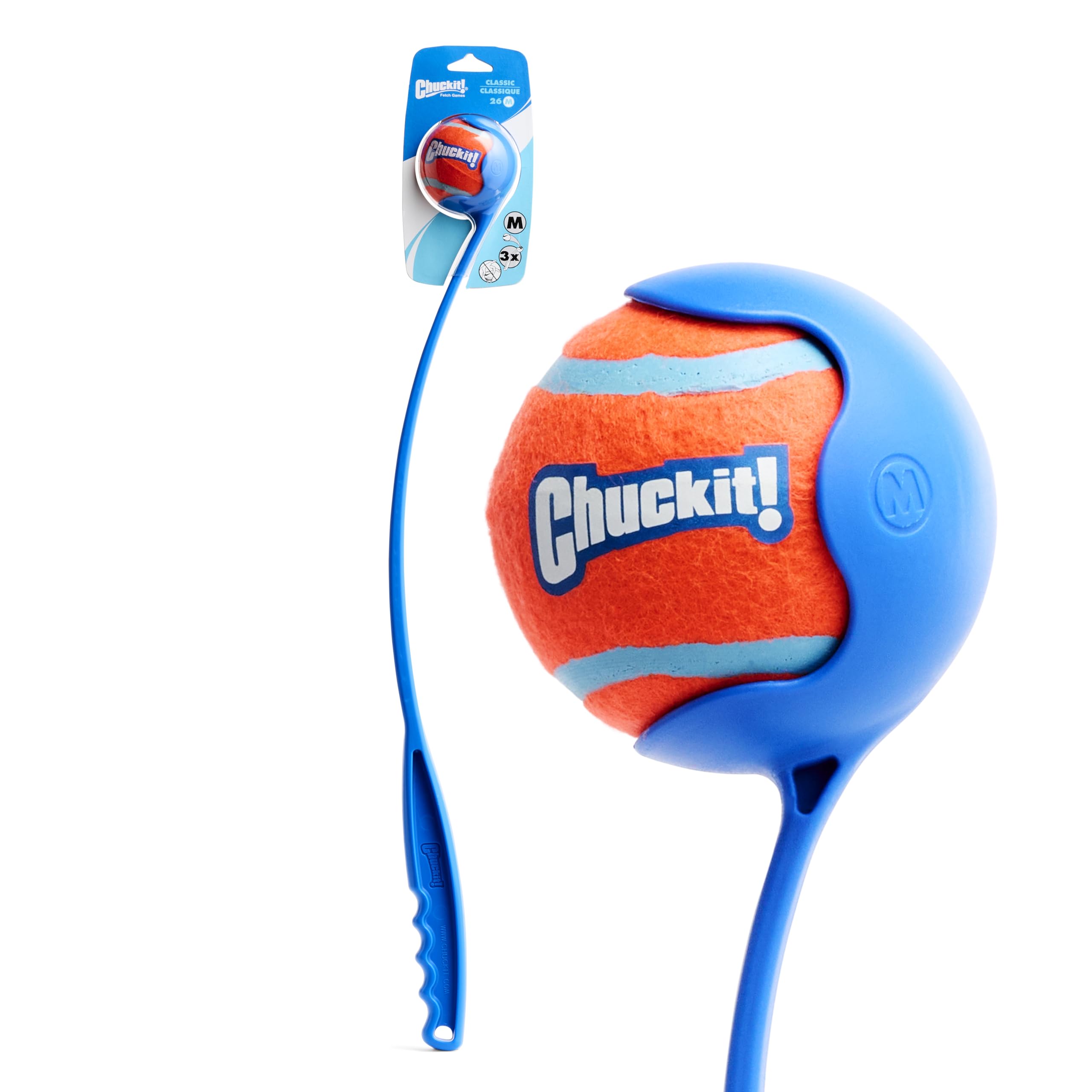 Chuckit! Dog Ball Launcher - Classic 26' With Medium (2.5'), Dog Fetch Ball Thrower, For Dogs 20-60 Pounds, Made In Usa