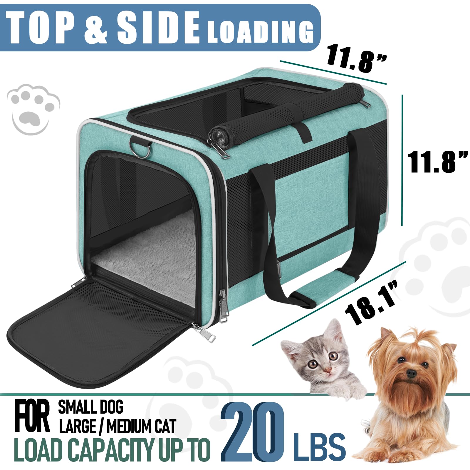 Gapzer Soft Cat Carrier Large Cat 20 Lbs/Kitty Cat Travel Crate For Pet Top Load/Small Dog Sturdy Transport Fabric Carry Bag 10