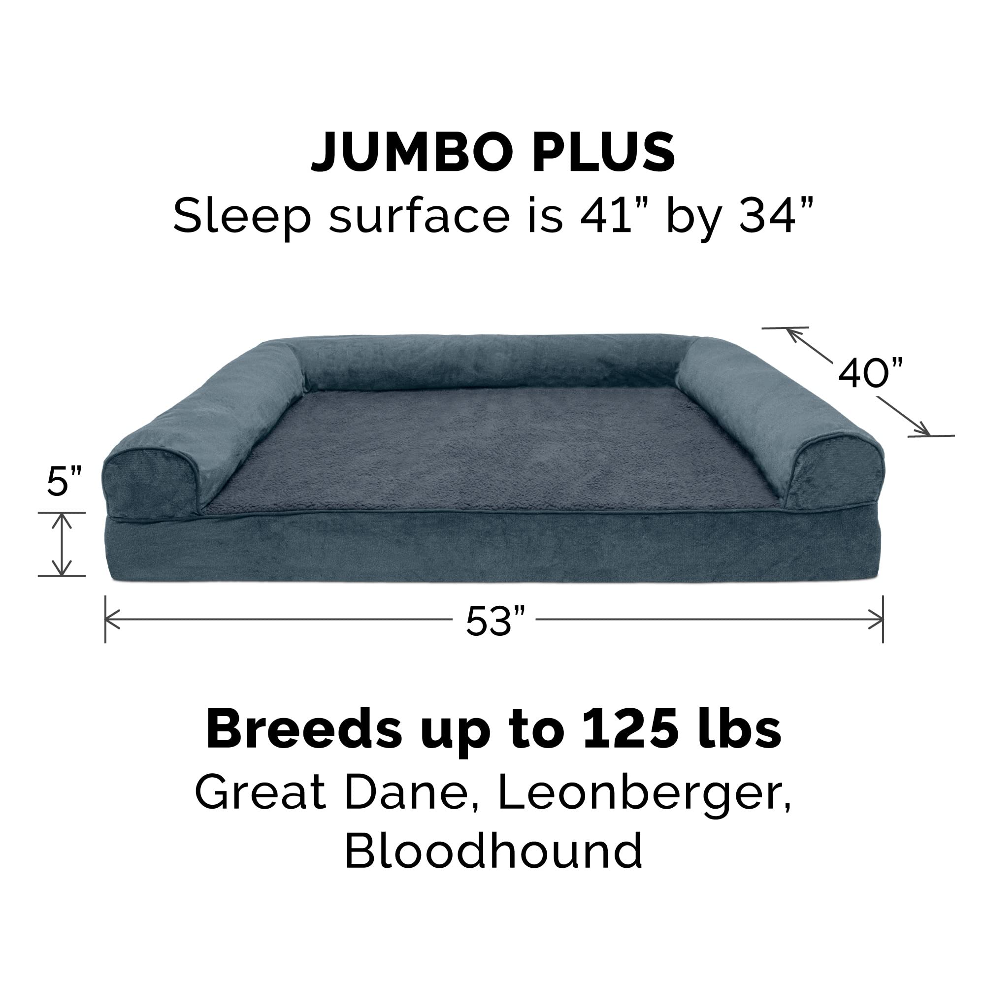 Furhaven Cooling Gel Dog Bed for Large Dogs w/ Removable Bolsters & Washable Cover, For Dogs Up to 125 lbs - Sherpa & Chenille S