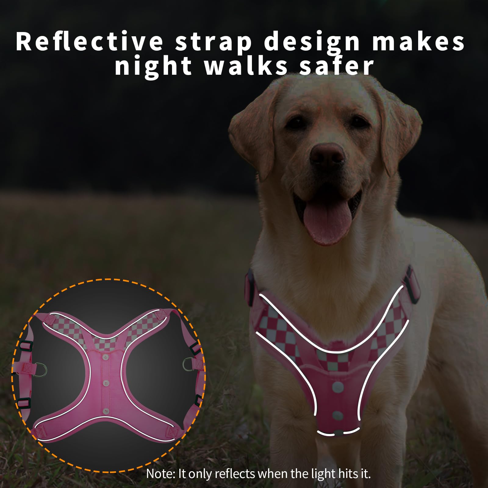 Dog Harness with Leash Set, No Pull Reflective Strips Adjustable Step in Collars with Breathable Padded Vest Harness for Large D