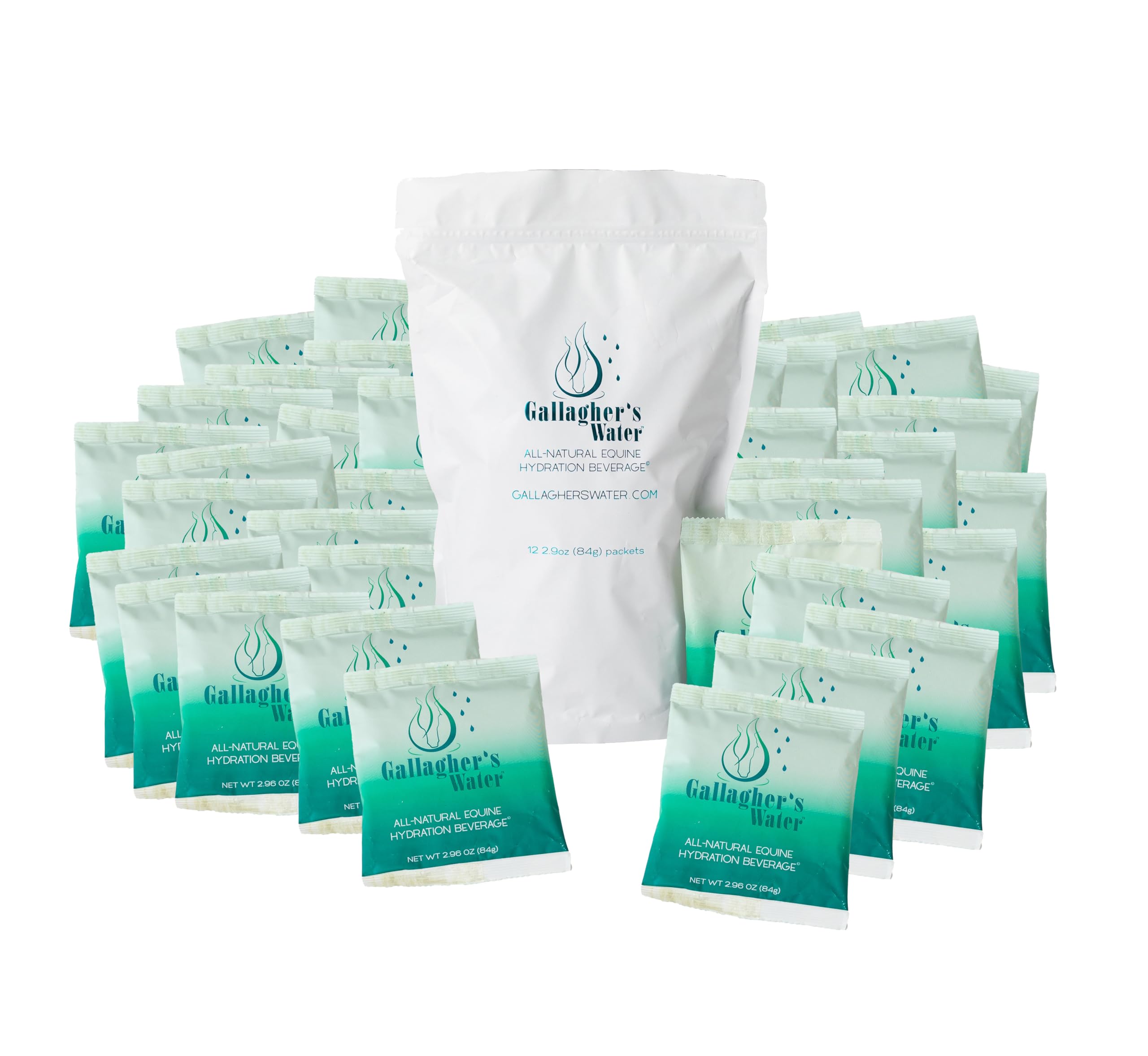 Gallaghers Water 120 Pack All-Natural Patented Equine Hydration Treat - Enhancement Powder Mix Horse Drink Treat to Help Encour