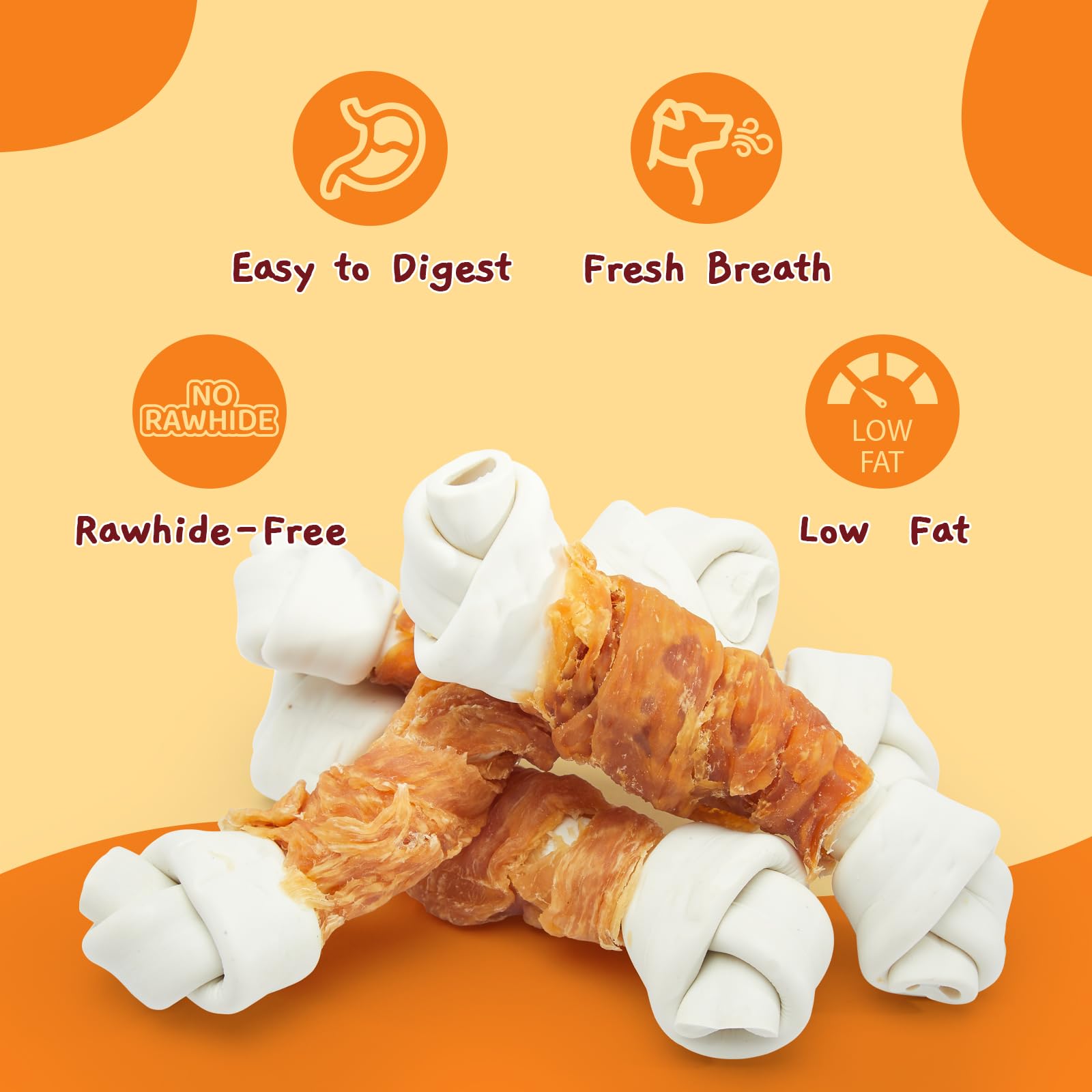 Jungle Calling Rawhide Free Dog Bones, 6.5 Real Chicken Wrapped Dog Chew Bones for Medium and Large Dogs Training Treats