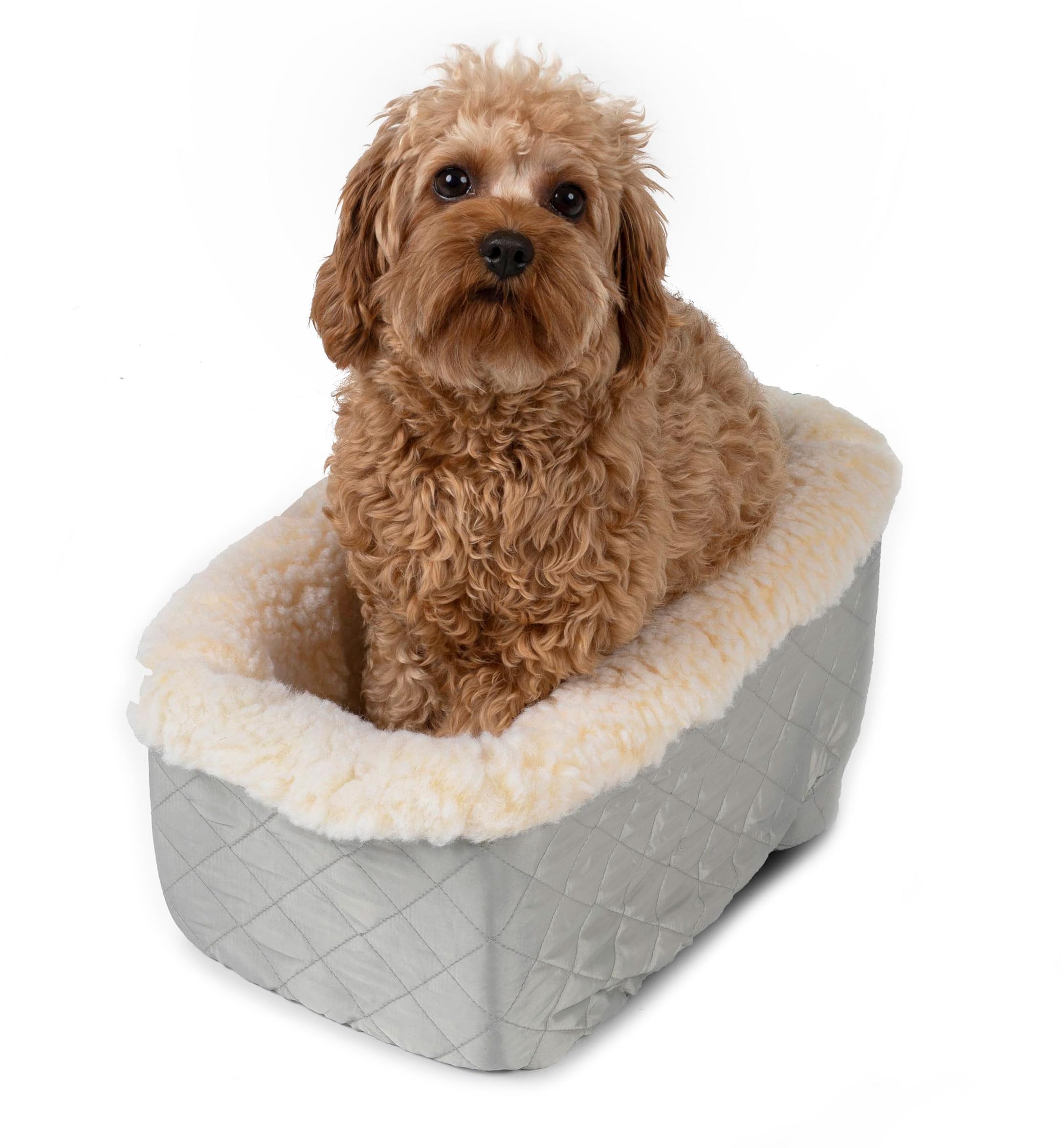 Snoozer Console Pet Car Seat Cream Fur, Small, Grey