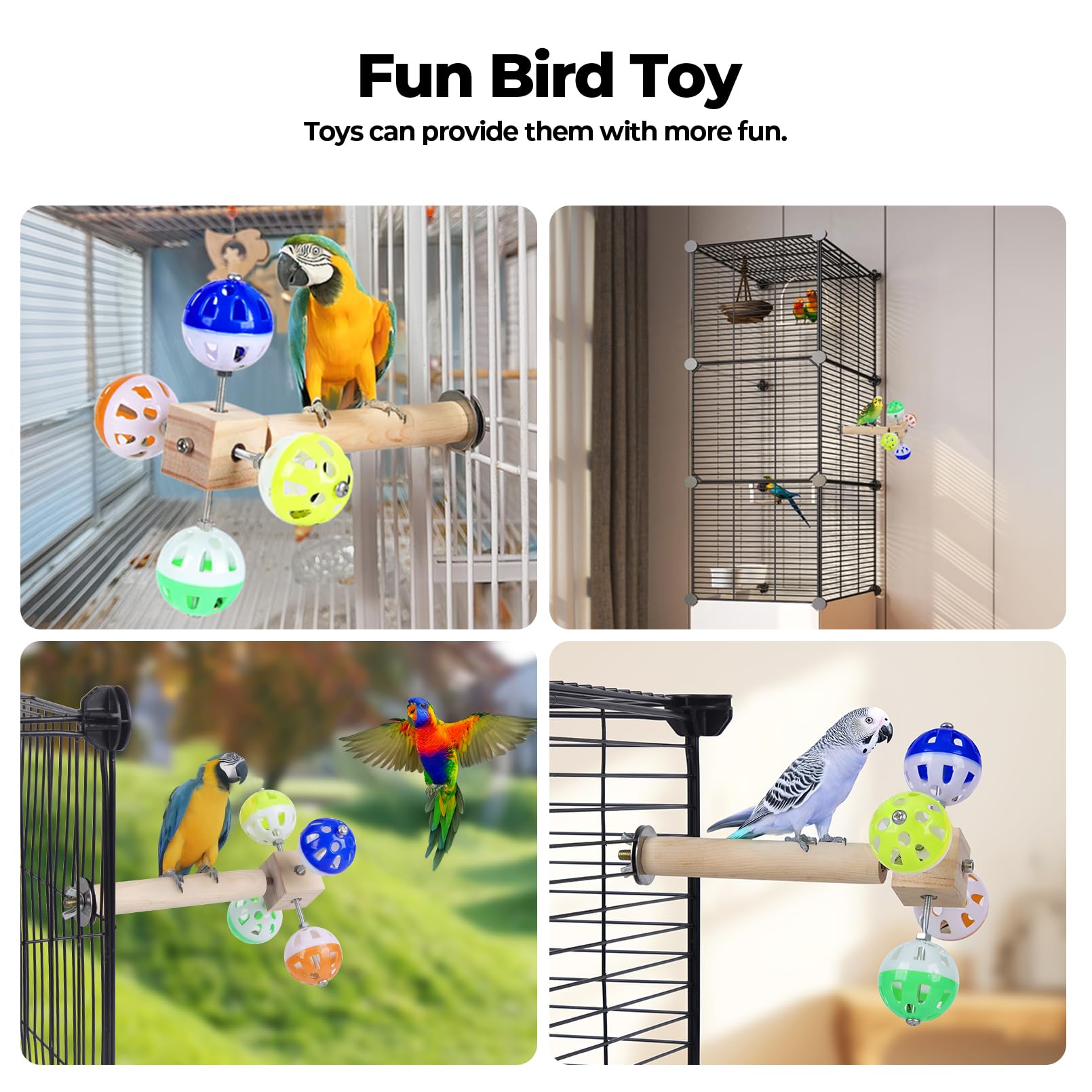 Bird Stand Perch Toy With Rotating Balls, Bird Toys For Parakeets, Ideal For Parakeets, Cockatiels & Lovebirds (Not For Too Smal