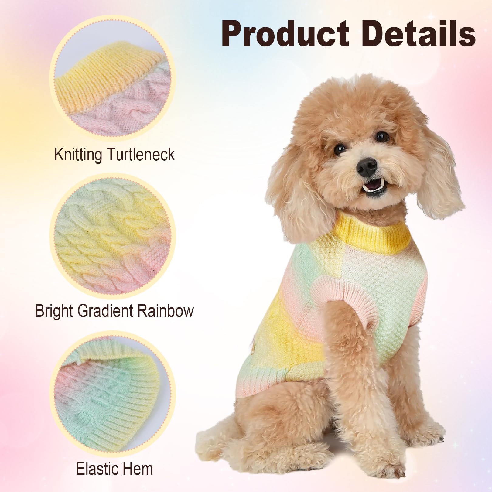 Botewo Dog Sweater Knitted Dog Clothes: Colorful Puppy Sweater Winter Warm Dog Costume, Turtleneck Sweater Pullover For Pet Cat
