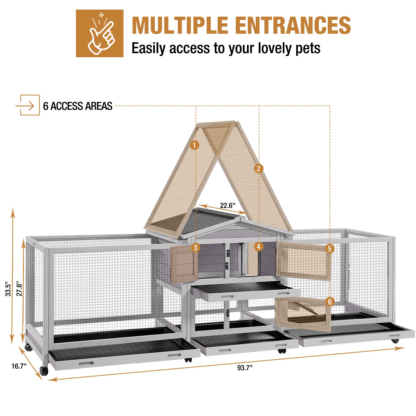 Gutinneen Rabbit Hutch Guinea Pig Cage With Double Run Indoor Bunny Hutch Outdoor Rabbit House With Deeper No Leak Trays And Whe