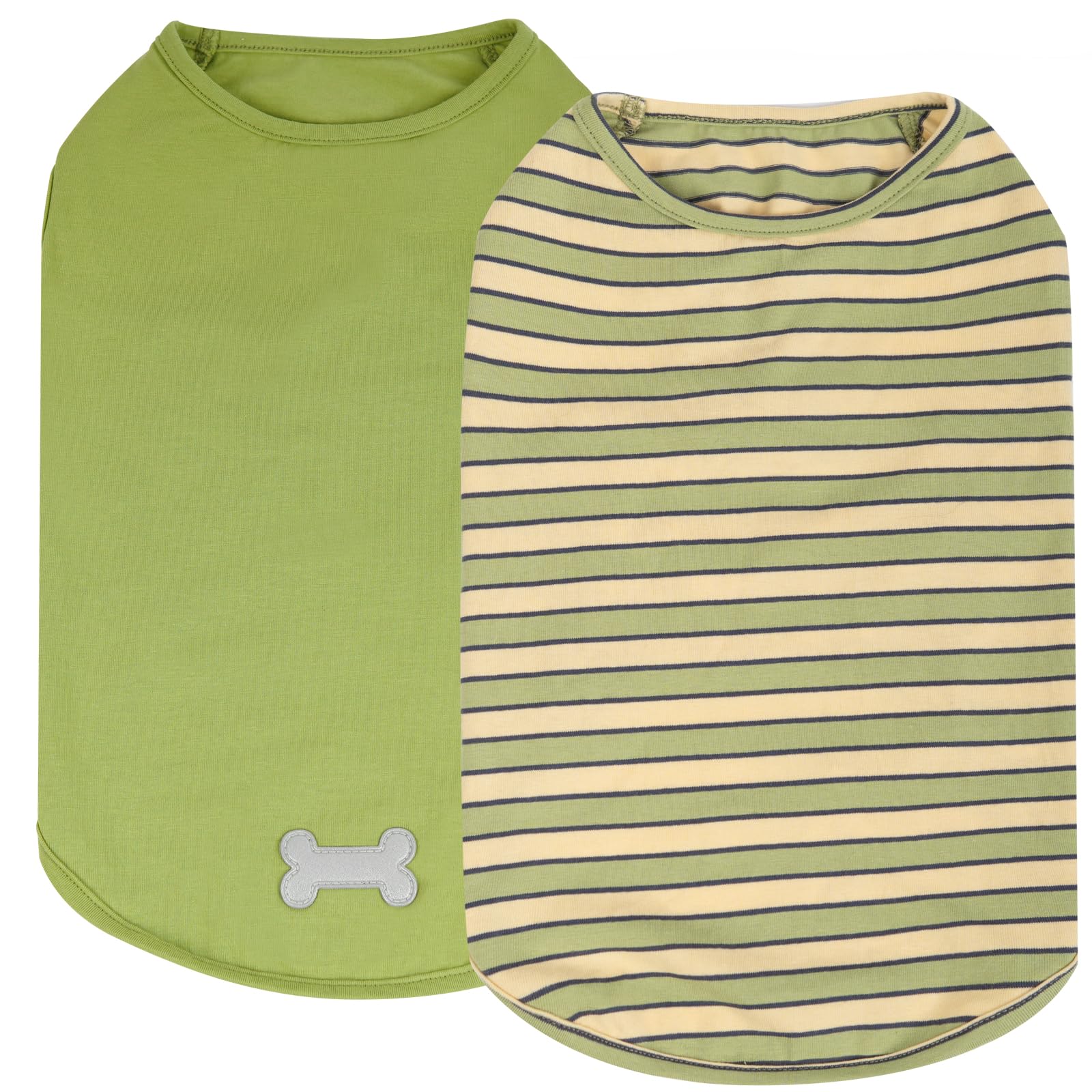Kyeese 2Pack Dog Shirts Striped T Shirt Soft Tee For Small Dogs Cotton Tank Top Lightweight Sleeveless Vest Dog Clothes, Small,G
