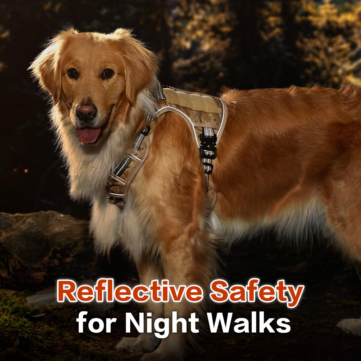 Pawspassion Tactical Dog Harness For Large Dogs, Chew-Proof Metal Hardware, Heavy Duty No Pull Dog Harness, Reflective Strips, A