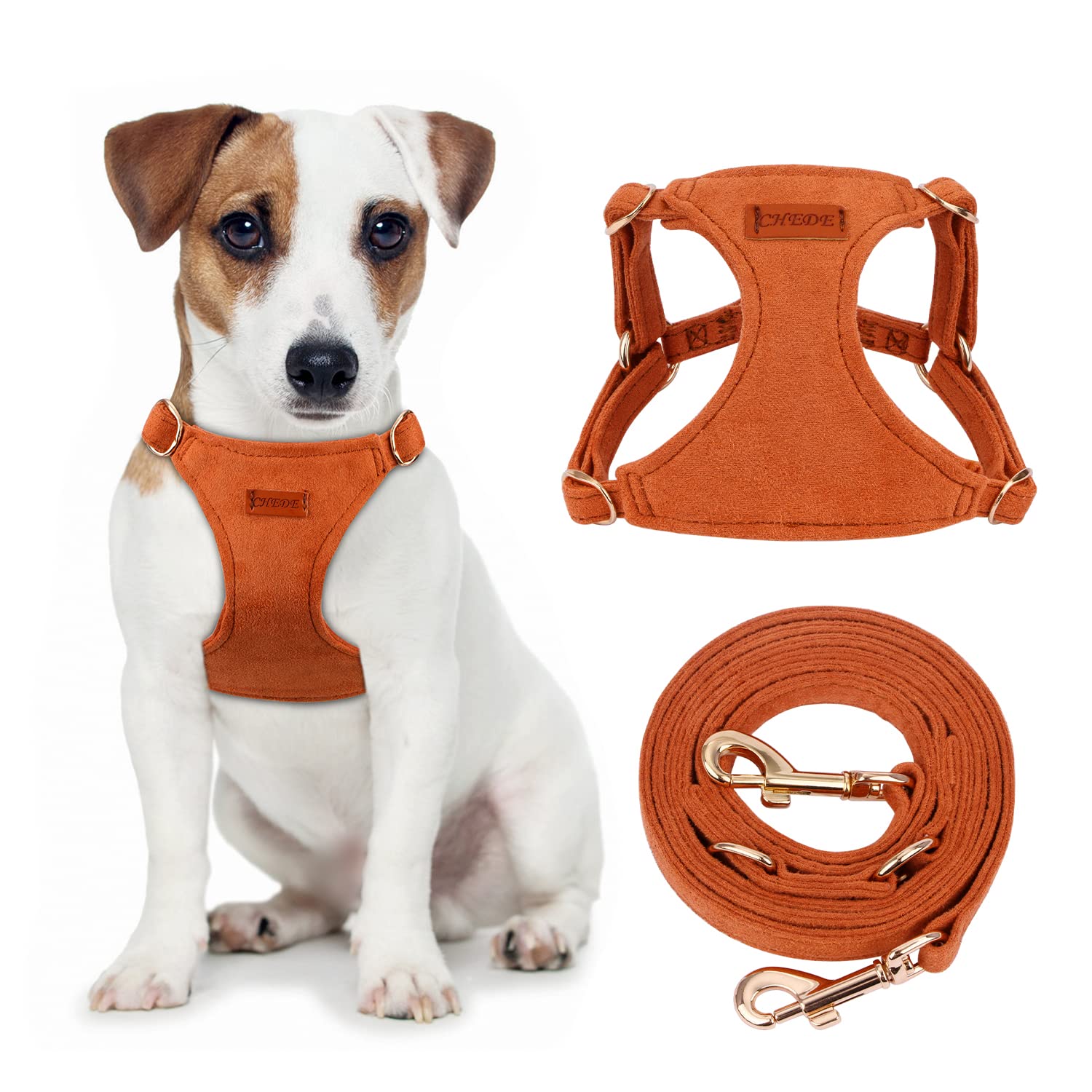 Chede No Pull Puppy Harness And Multifunction Dog Leash Set- 8 Colors Soft Adjustable No Choke Escape Proof Cute,Lightweight Pet Vest Harness For Small And Medium Dog (S, Khaki)
