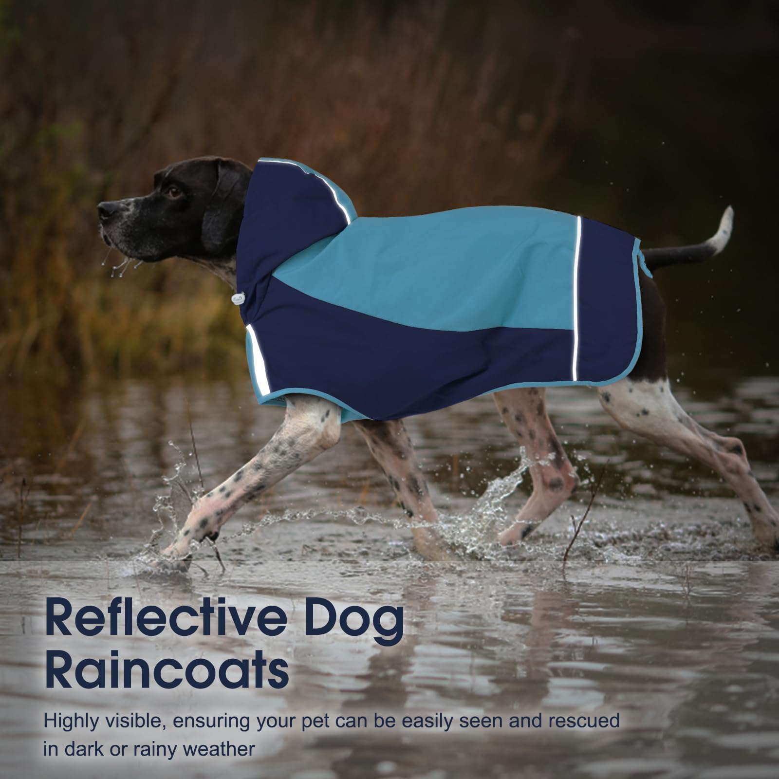 Iecoii Dog Raincoats For Large Dogs,Waterproof Large Doggy Rain Jacket With Hood,Reflective Breathable Pet Rain Coat With Hood,I
