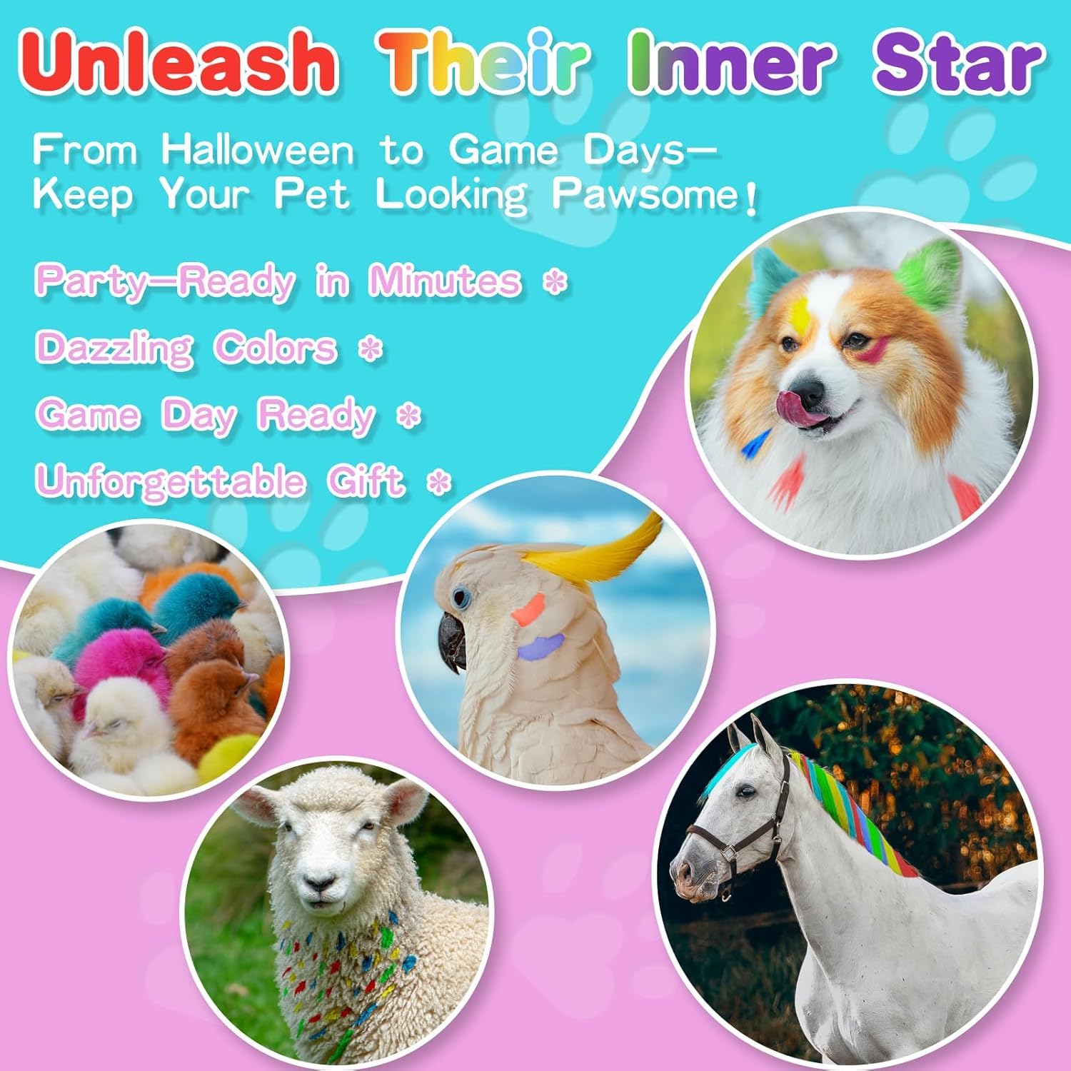 Pack Of 6 Dog Hair Color Dye Temporary Non-Toxic Washable Pet Safe Paint For Dogs Cats Animals