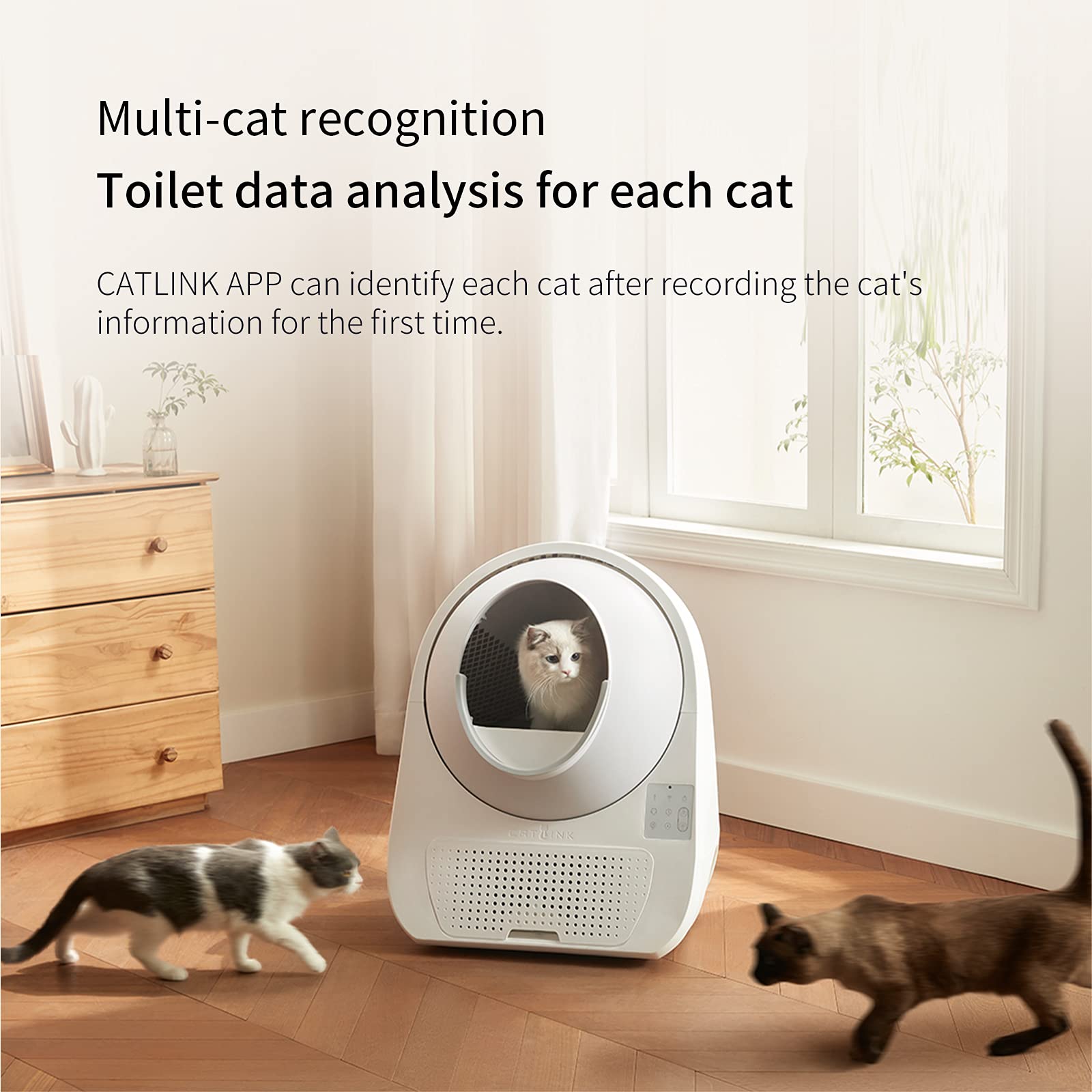 Catlink Self Cleaning Automatic Litter Box For Cats 3.5~22Lbs-App Control,Double Odor Removal-Extra Large With 40 Liners&1 Carbo