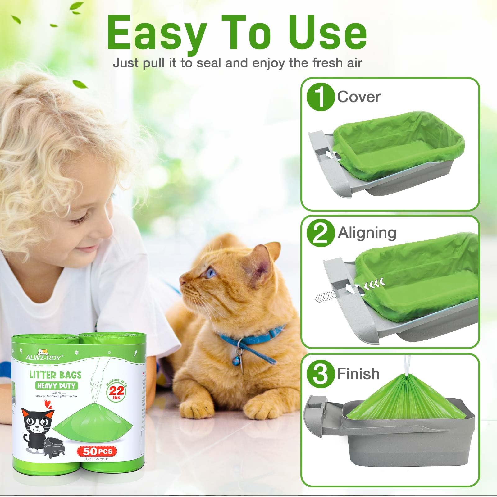 50 Count Cat Litter Bags Liners Compatible With Neakasa M1 And Petpivot Self Cleaning Cat Litter Box Replaced Waste Bags With Dr