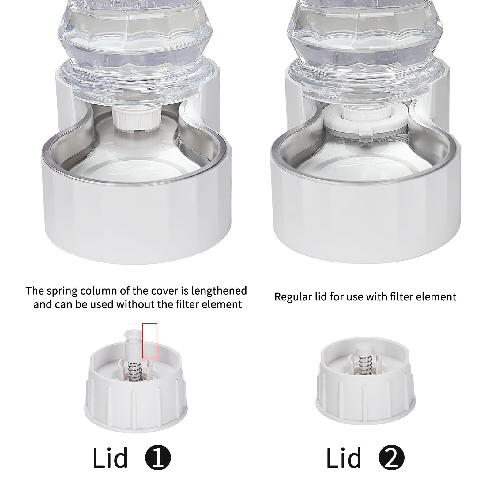 Rizzari Upgraded 8L Automatic Gravity Dog Water Bowl Dispenser, 100% Bpa-Free, Stainless Steel Cat Water Dispenser, Large Capacity Water Dispenser With Two Caps And Filters (Pure White,8L)