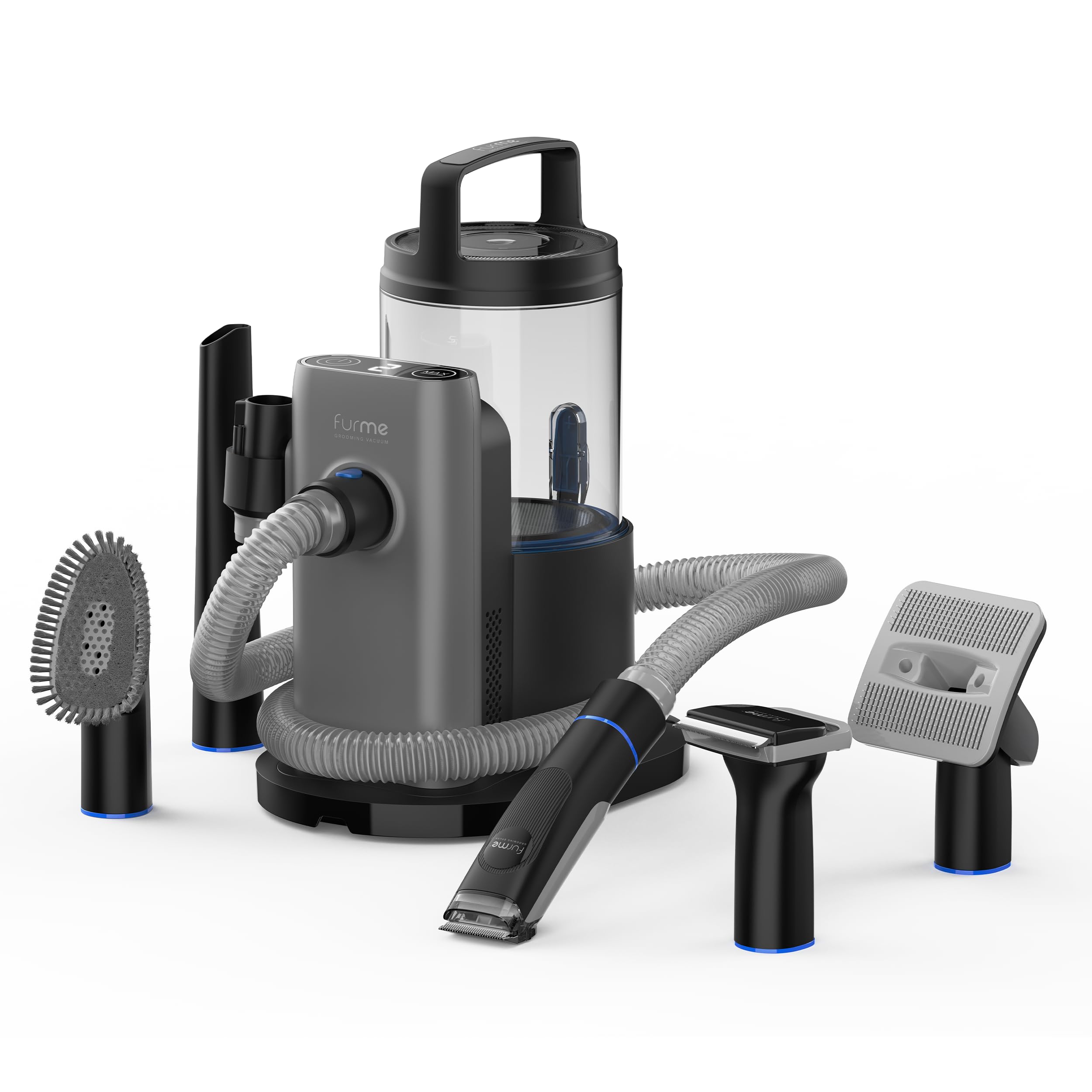 Furme Professional Pet Grooming Vacuum Kit - Cat & Dog Grooming Kit For Easy Pet Care At Home, Quiet & Safe Dog Hair Remover Machine With Brush, Clipper, Shedding & Cleaner Tools & 2L Canister
