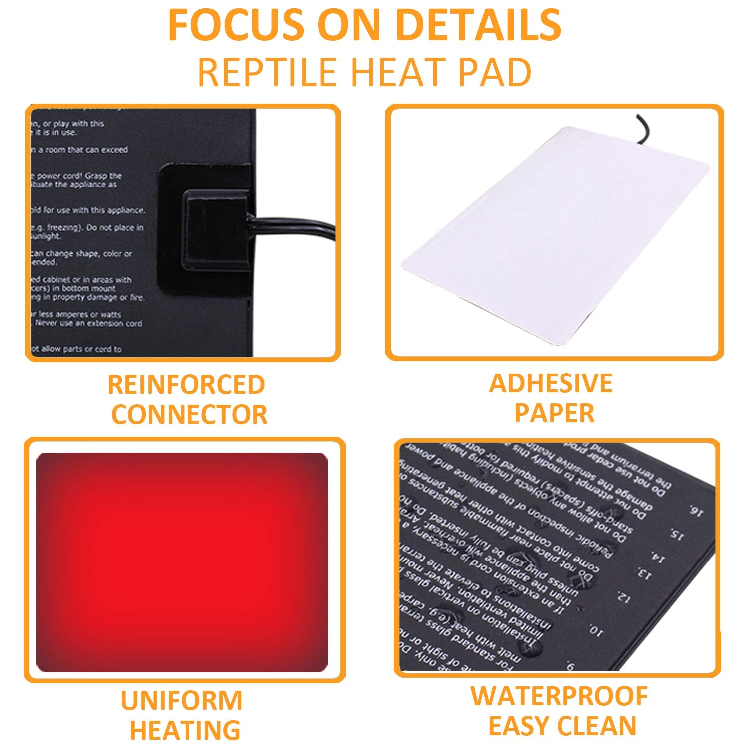 Aiicioo Reptile Heating Pad - Hermit Crab Heater Heat Mat For Reptiles Snake Lizard Terrarium 8 Watt 2Pack