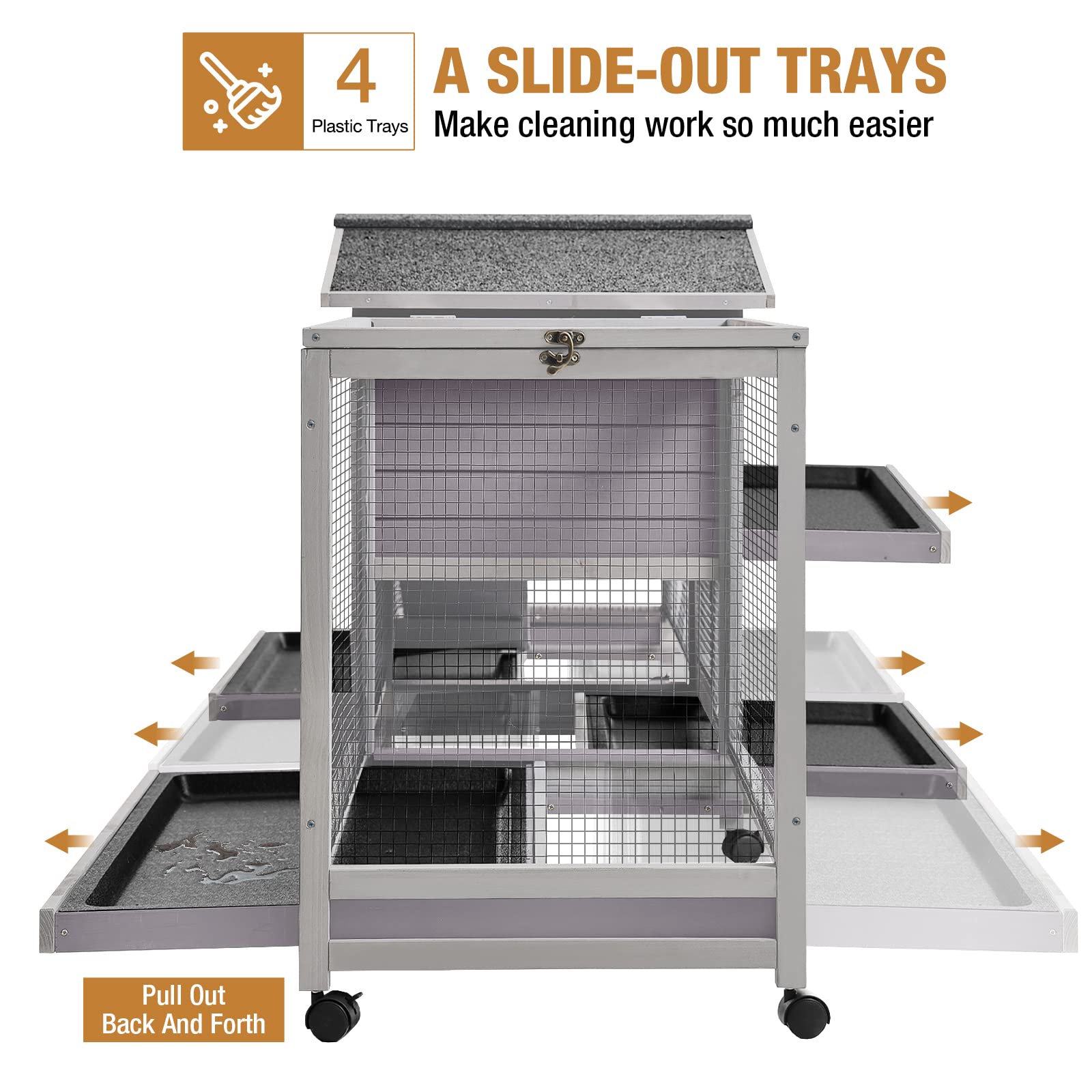 Gutinneen Rabbit Hutch Guinea Pig Cage With Double Run Indoor Bunny Hutch Outdoor Rabbit House With Deeper No Leak Trays And Whe