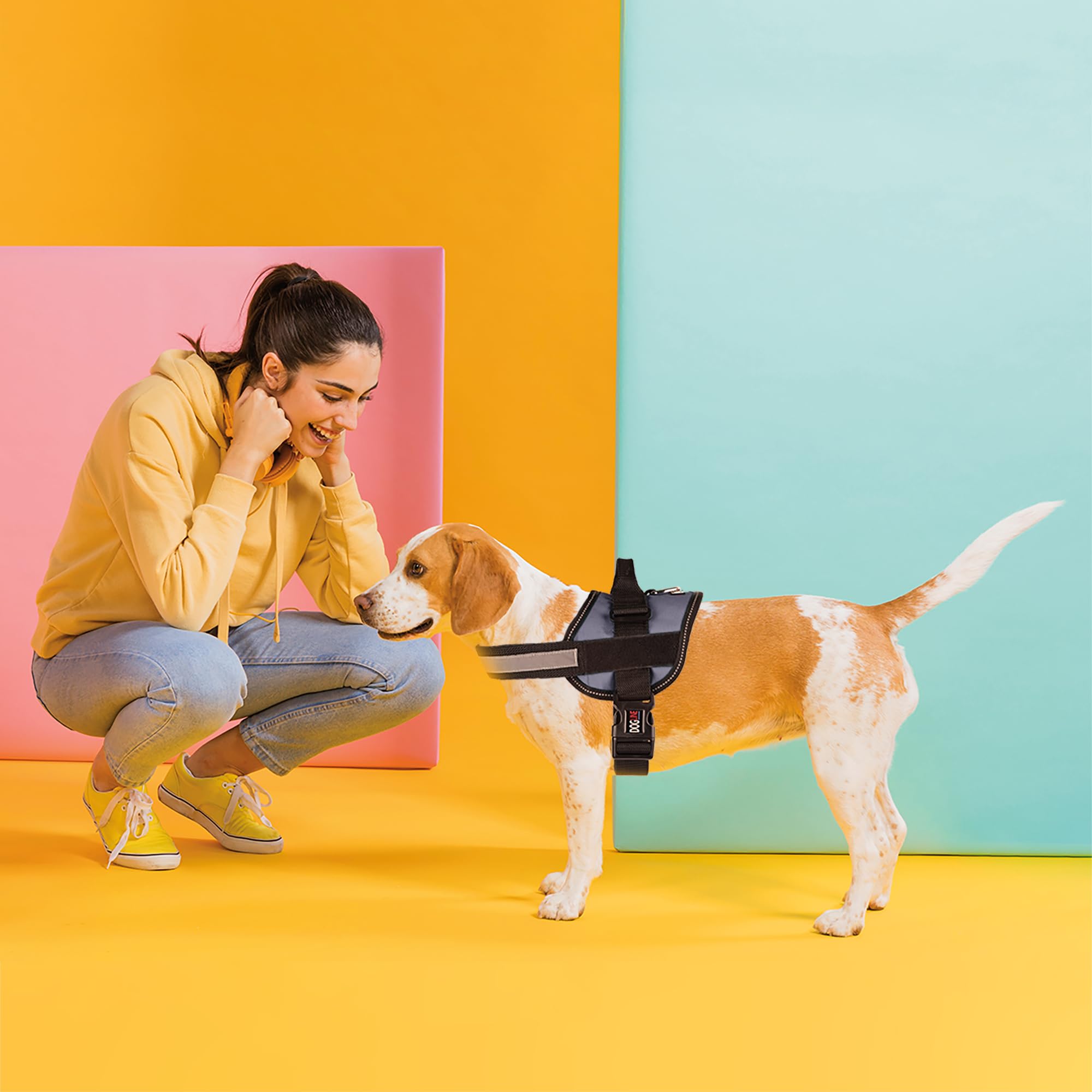 Dogline Dog Harness, Reflective No-Pull Adjustable Vest with Handle for Walking, Training, Service Breathable No - Choke Harness