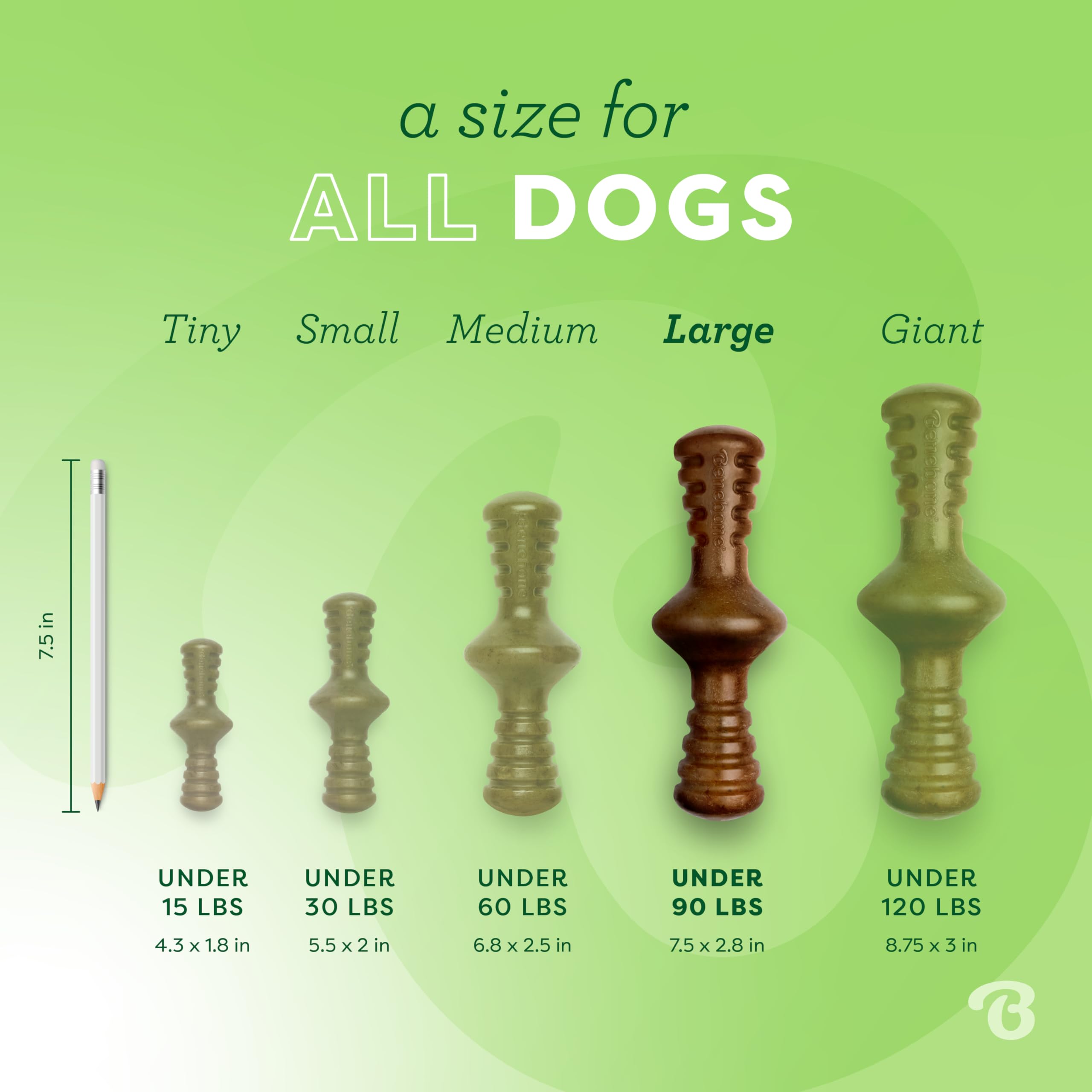 Benebone Zaggler Large Dog Chew Toy for Aggressive Chewers - Real Bacon Flavor, Made in USA, Brown