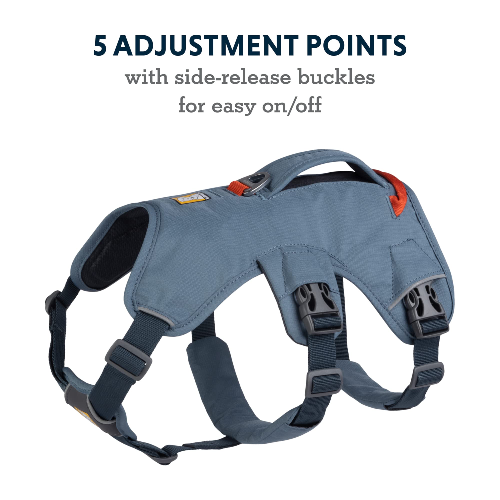 Ruffwear, Web Master, Multi-Use Support Dog Harness, Hiking And Trail Running, Service And Working, Everyday Wear, Slate Blue, Large/X-Large