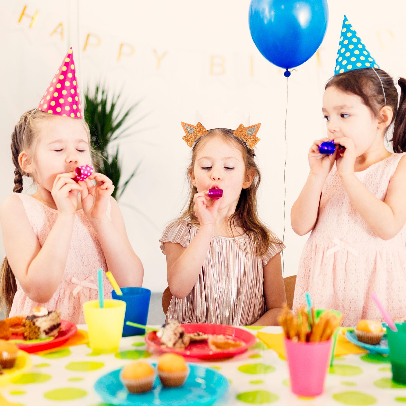 2 Pairs Blue Ears Hair Clips Dog Ears Hair Clips Glitter Bow Barrettes For Halloween Costume Birthday Decorations Blue Party Sup