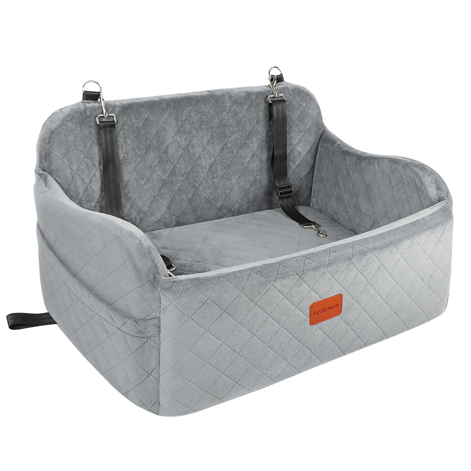 Lealchum Dog Car Seat for Medium Sized Dog,Car Dog Bed with Adjustable Leashes,Comfort and Support with Memory Foam Filled,Safet