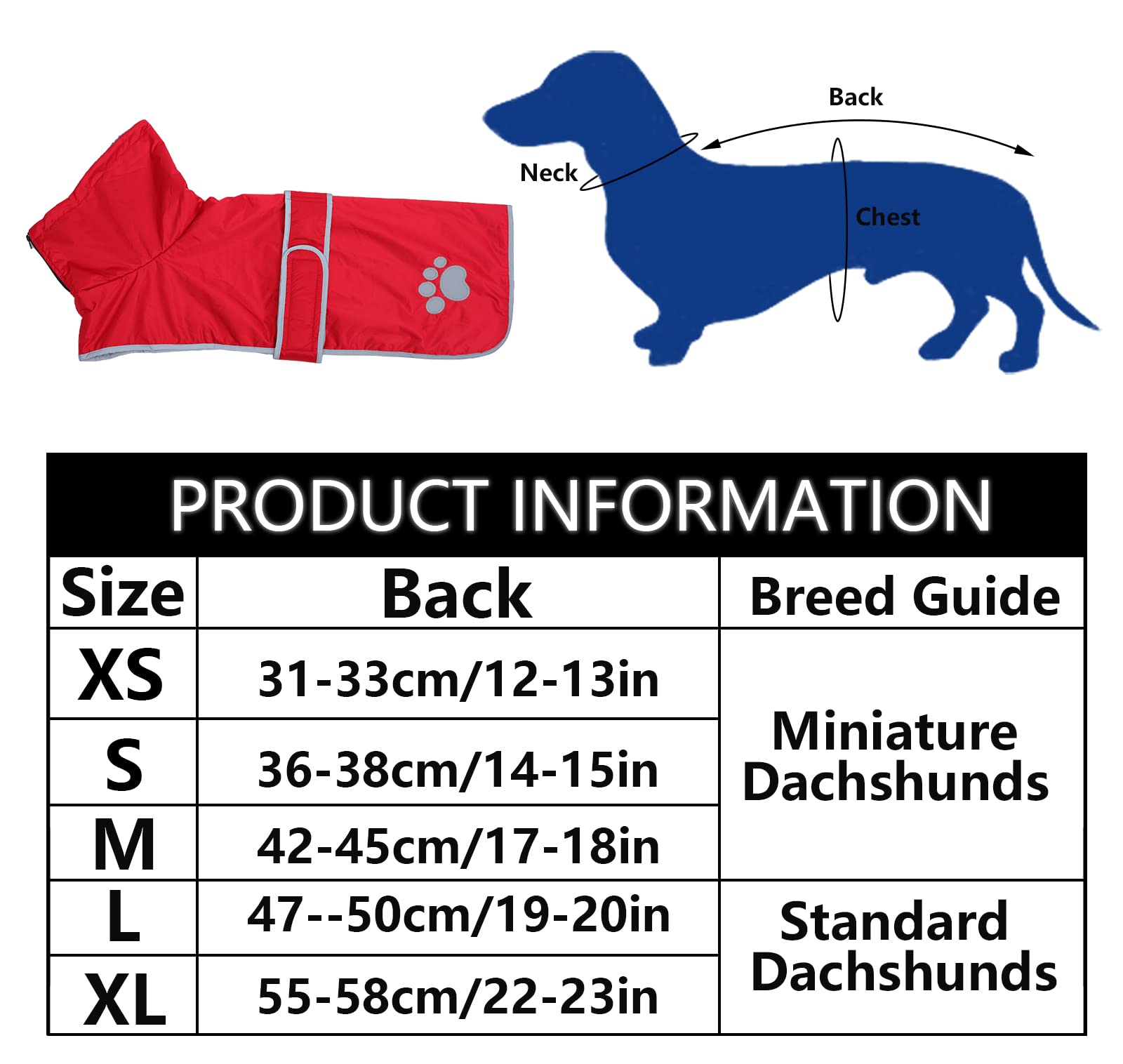 Dog Winter Coat Thermal Quilted Dachshund Coat,With Warm Flannel Lining,Geyecete Waterproof Outdoor Dog Apparel With Adjustable Bands For Small,Medium,Large Dog-Red-M