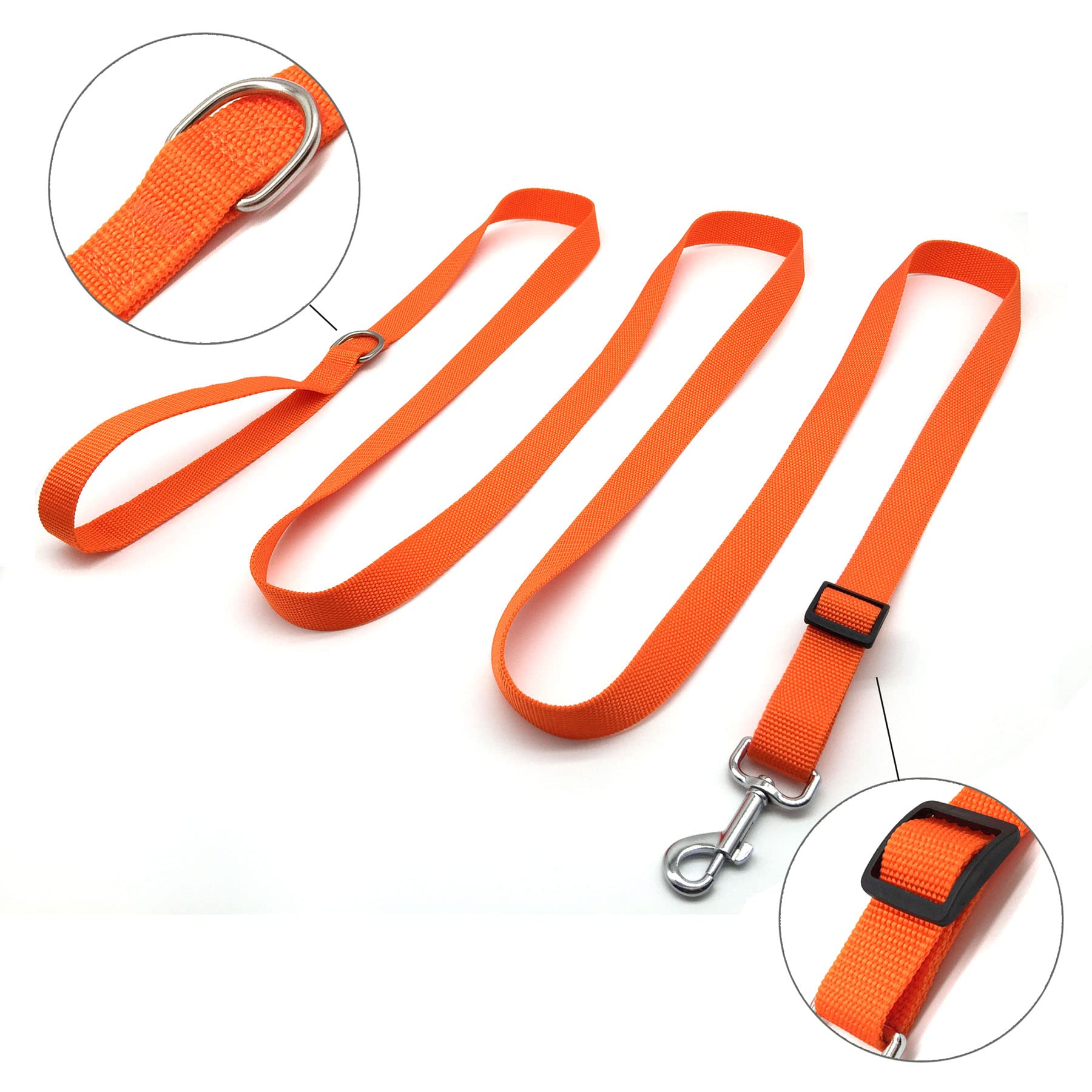 6Ft/ 10Ft Adjustable Dog Leash, Nylon Dog Leashes For Medium Large Dogs (10Ft, Orange)