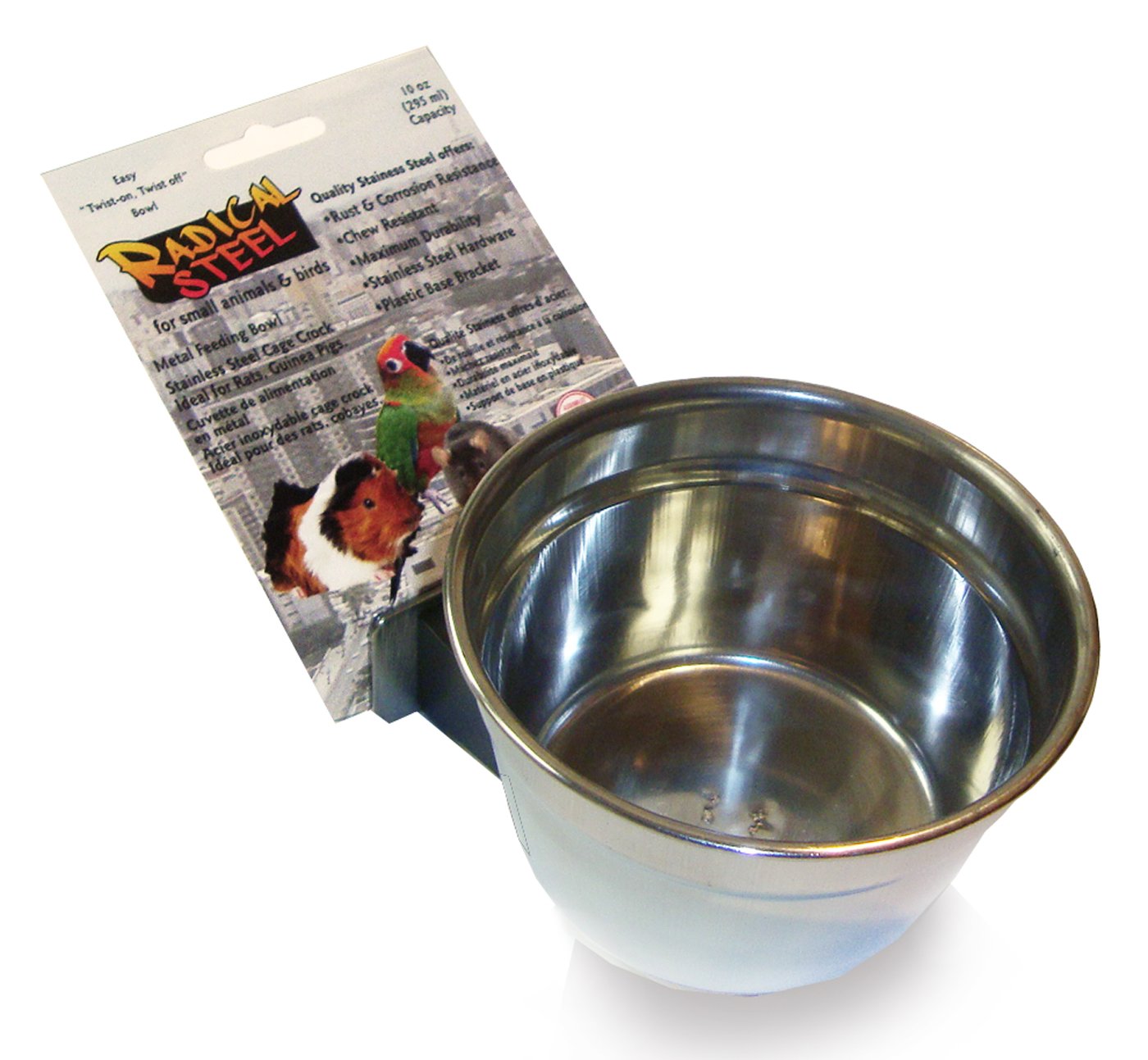 Lixit Quick Lock Cage Bowls for Small Animals and Birds. (10oz, Stainless)