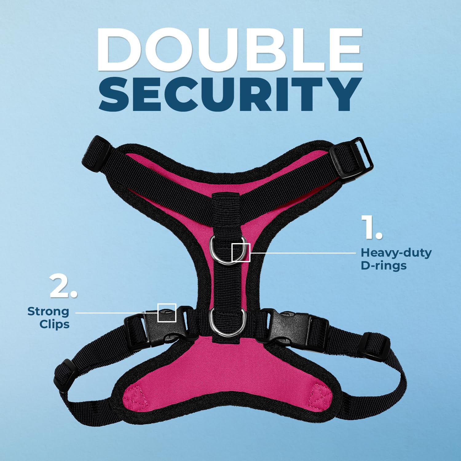 Voyager Step-in Pet Harness - All Weather Mesh, Adjustable Step in Harness for Cats and Dogs by Best Pet Supplies - Fuchsia/Blac