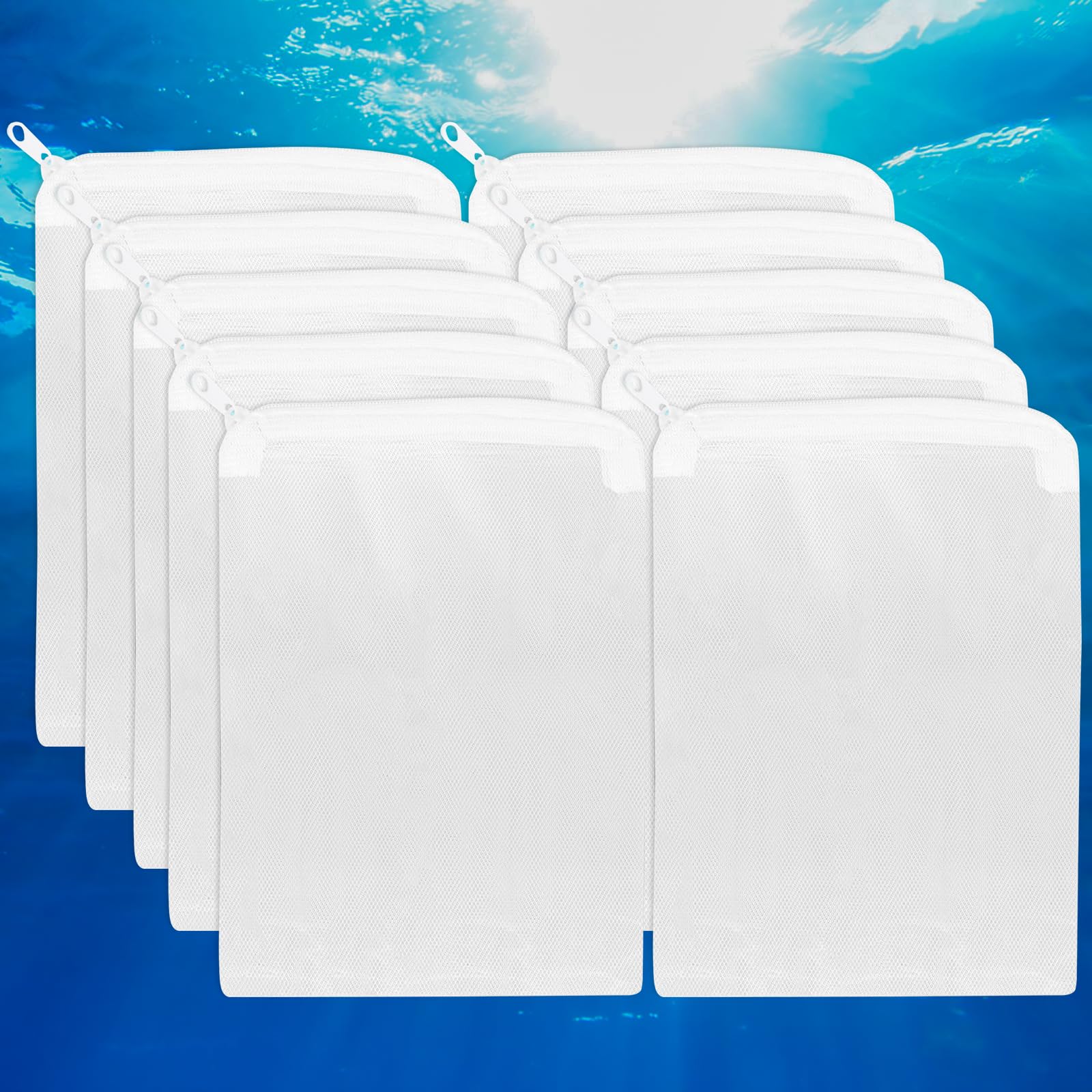 Segarty Aquarium Media Bags, 10Pcs 7.7X5.9In Nylon Mesh Aquarium Filter, Media Bags With Plastic Zipper, Fish Tank Net Bags For