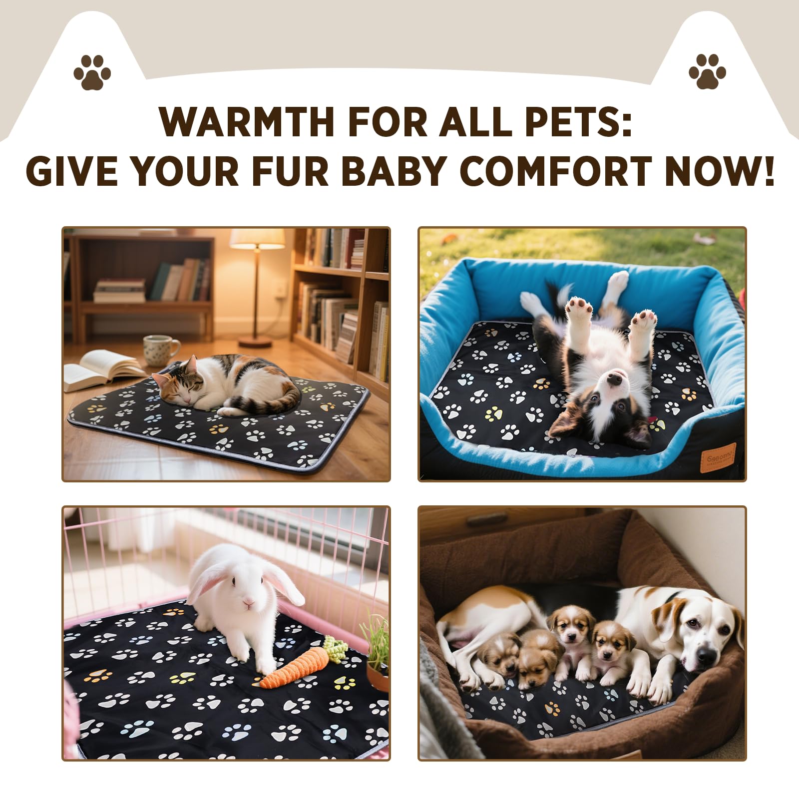furrybaby Large Dog Heating Pad, Pet Heating Pad for Dogs Indoor, Waterproof Pet Heated Mat with Durable Anti-Bite Tube Indoor f
