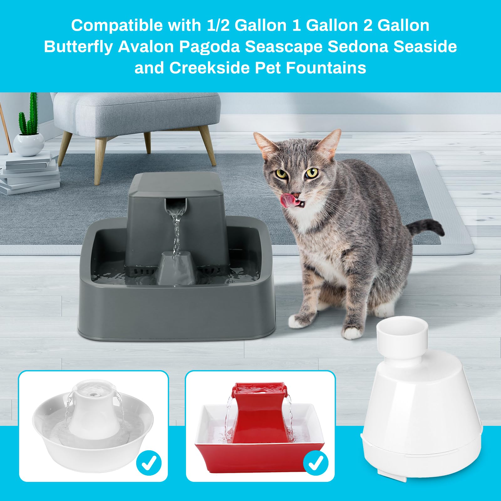 Sanklev 2 Pack Filter Housing Replacement For Ceramic Pagoda, 1/2 Gallon, 1 Gallon, 2 Gallon, Butterfly, Avalon, Seascape, Sedona, Seaside And Creekside Pet Fountains