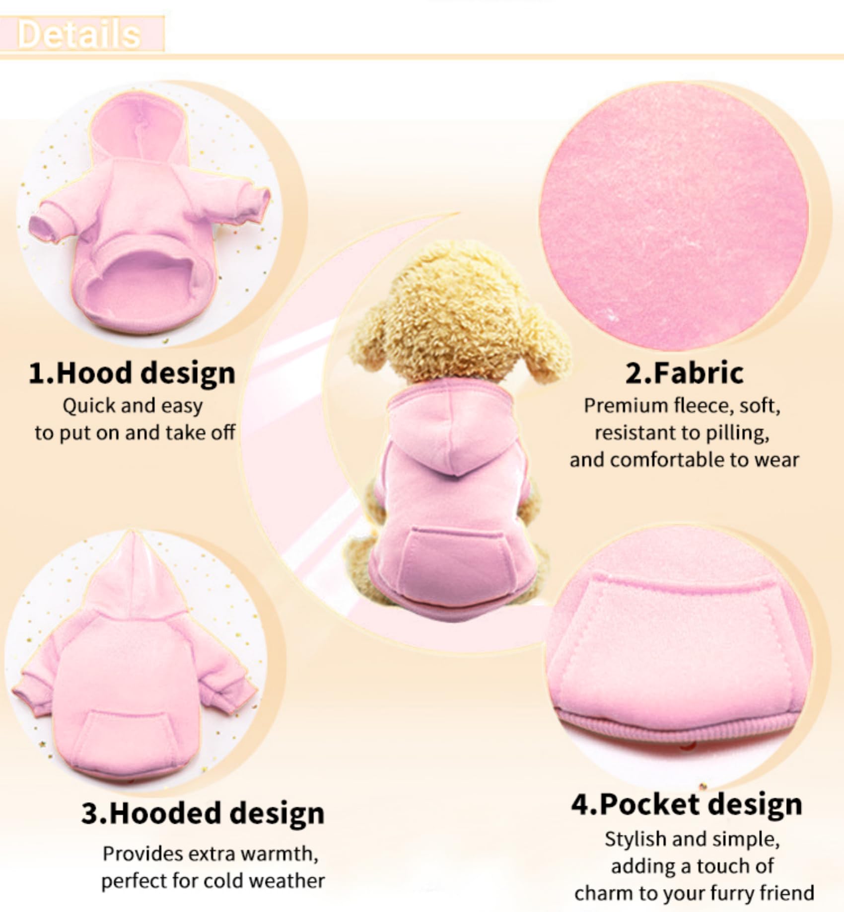 Tapbull Dog Dresses, Fashionable Pet Dog Sweatshirt Clothes In Light Colors, Cute Cat Birthday Dress Outfit (Pink/Purple/Coffee