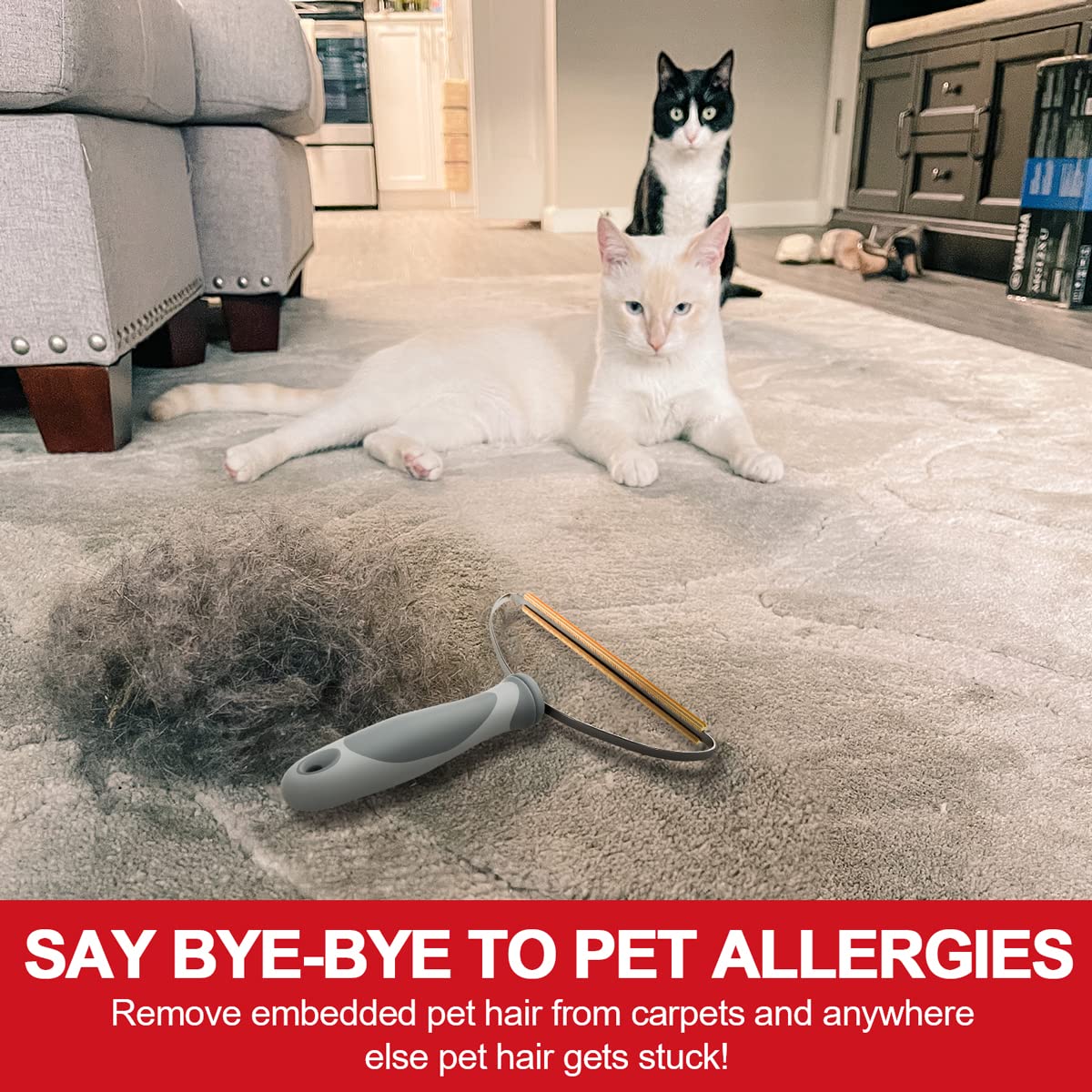 Elemsy Pet Hair Remover, Dog Cat Hair Remover, Lint Cleaner Pro, Fur Removal Tool, Portable Carpet Scraper, Fuzz Rollers Hairbal