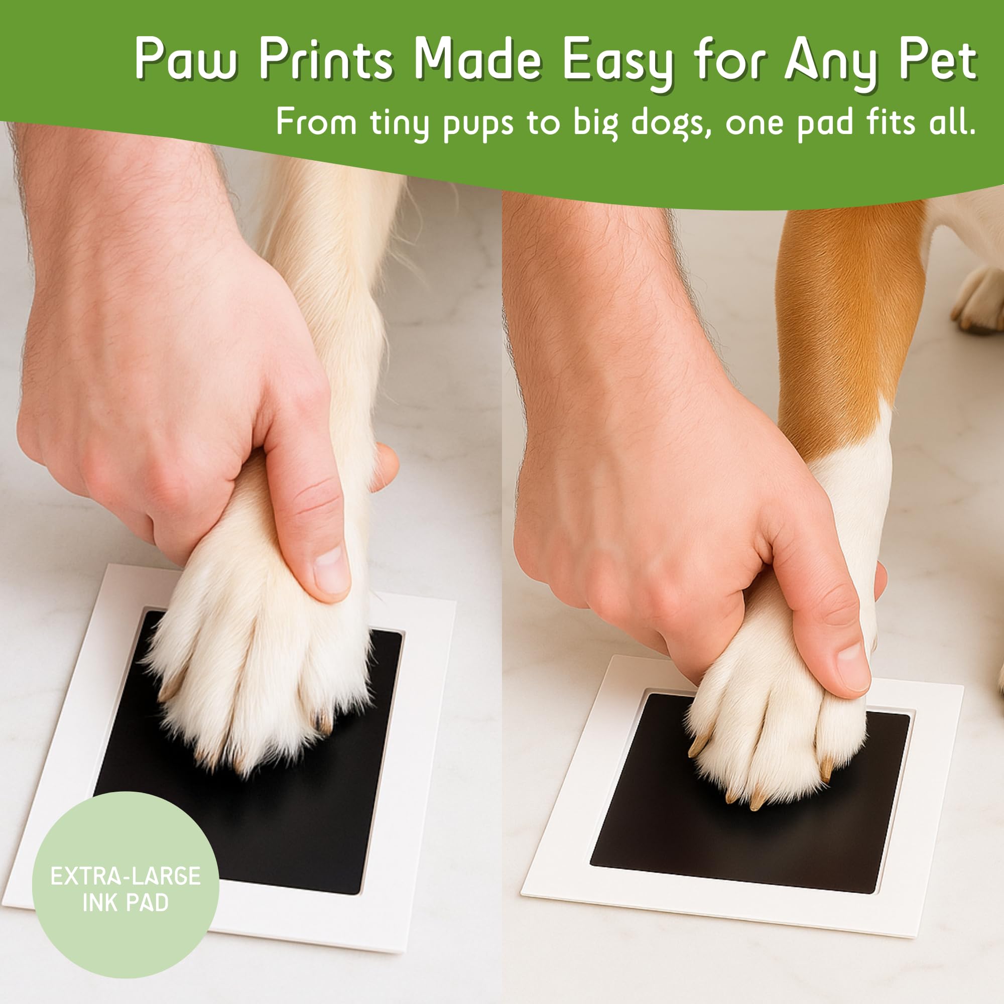 Green Pollywog | Extra-Large Clean Touch Inkless Ink Pad For Pets | Paw/Nose Prints For Dogs & Cats Non-Toxic | Paw Print Stamp Kit | Dog Paw Print Kit | Cat Footprint Keepsake (1-Pack)
