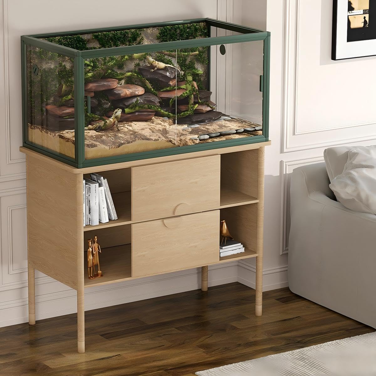 120 Gallon Bearded Dragon Tank, 4x2x2 Terrarium Reptile Enclosure Snake Tank with Sliding Glass Door, Heavy Duty Metal Top Scree