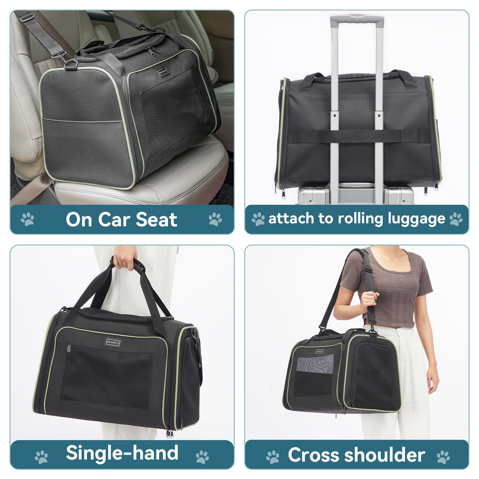 Petsfit Large Cat Carrier, Dog Carrier Up To 25Lbs, Pet Privacy Protection Travel Pet Carrier For Medium And Large Cats, Small D