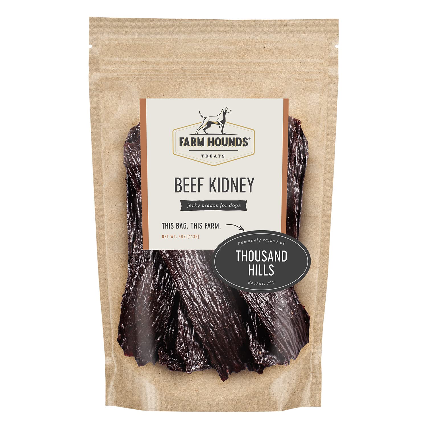 Farm Hounds - Beef Kidney - Premium Natural Beef Kidney Jerky For Dogs - Made From 100% Humanely Raised Cattle - Organ Treat - G