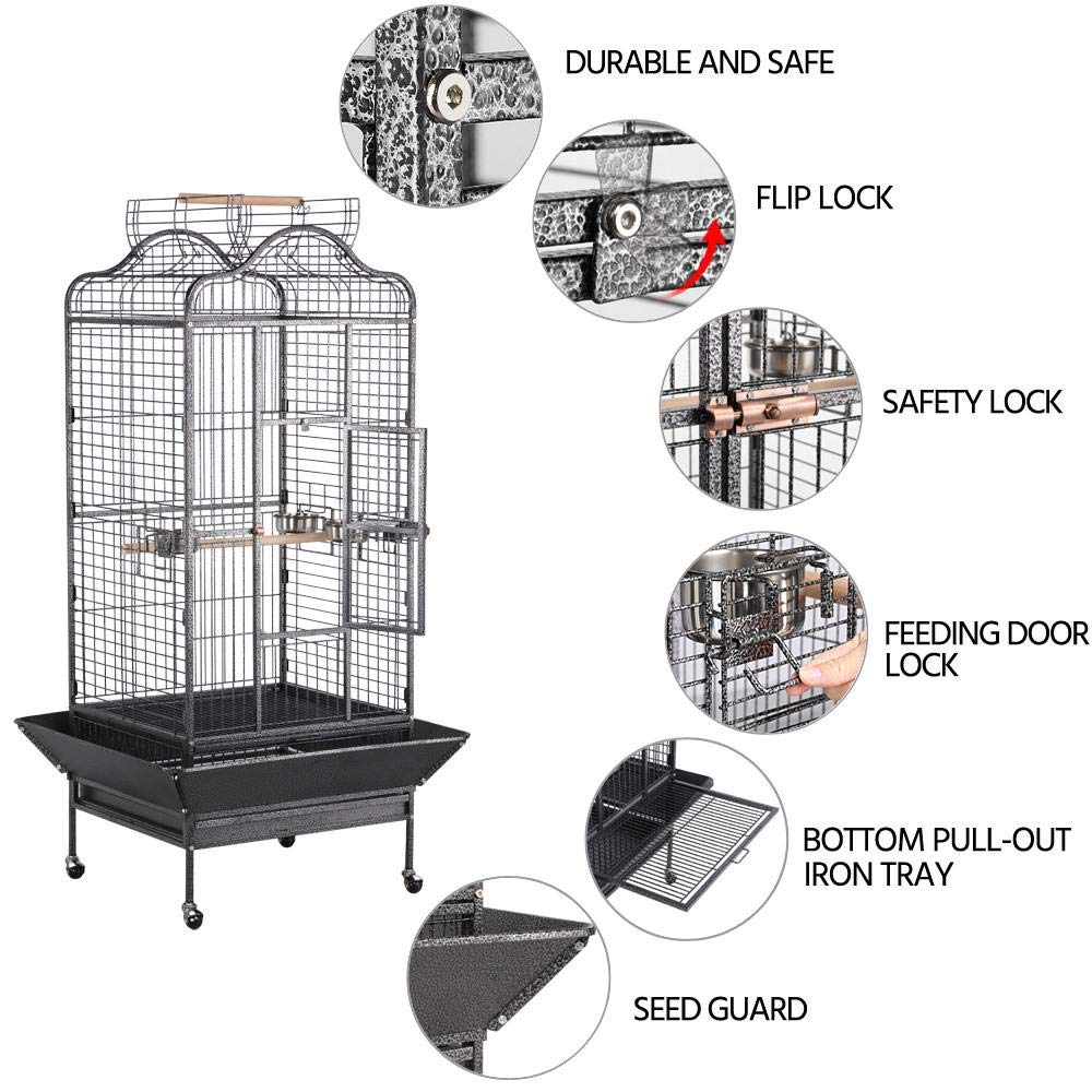 Topeakmart Extra Large Parrot Bird Cage Mini Macaw Cockatoo Cockatiels ...
