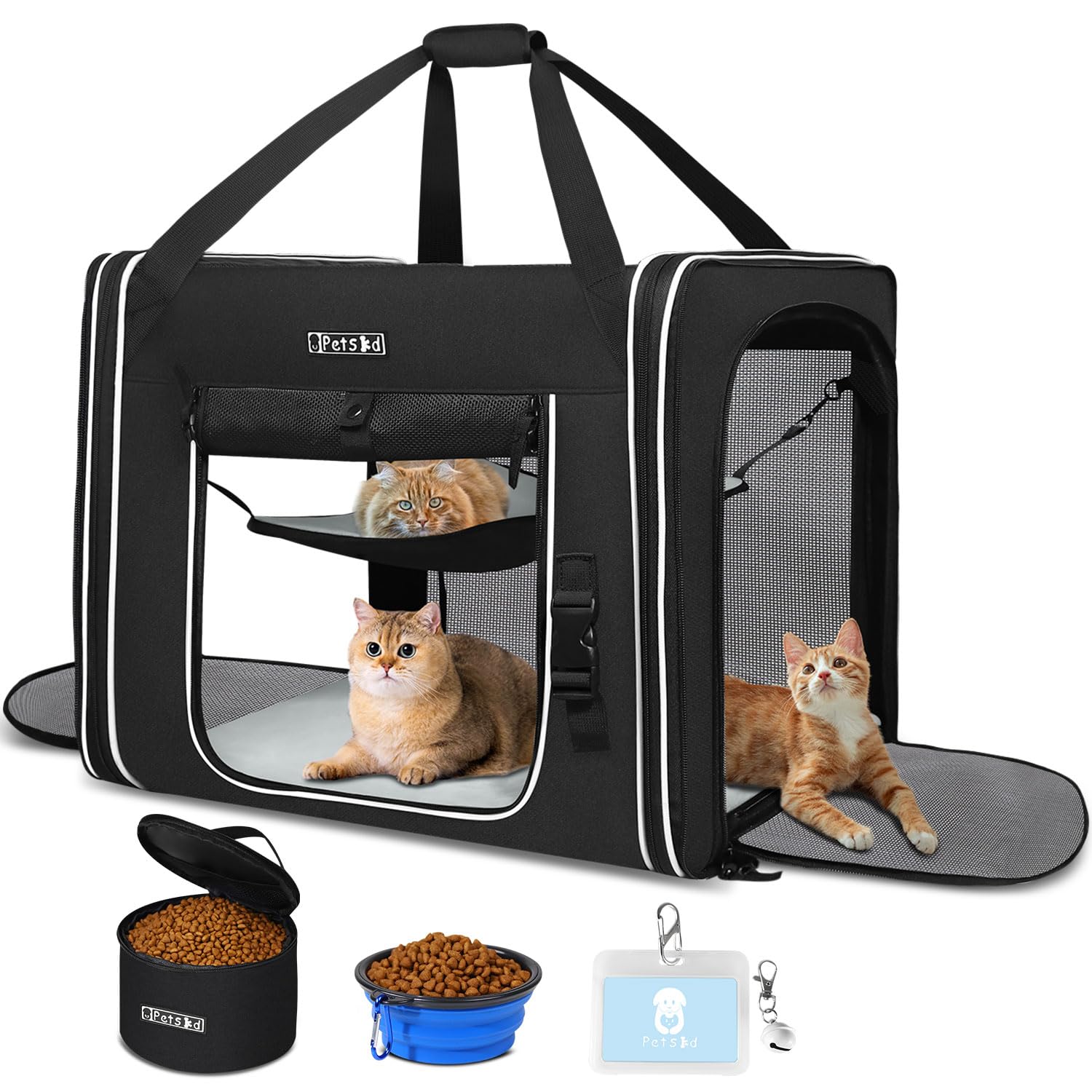Petskd Combinable Pet Carrier For Large Cat Or Medium Dog, 18''X17''X17'' Large Cat Carrier For Car Travel, 2 Small Pet Soft Car
