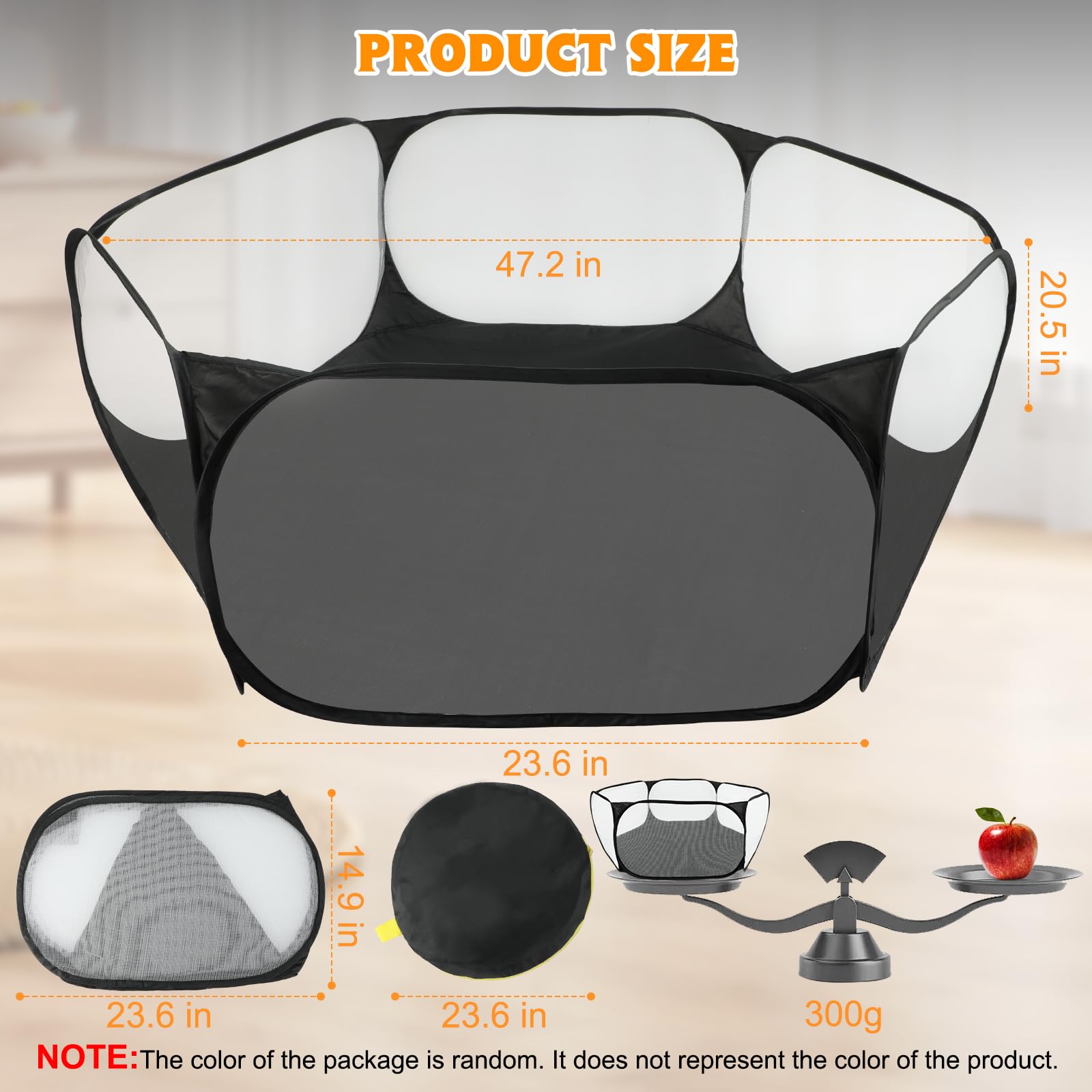 Rypet Guinea Pig Playpen - Breathable & Transparent Pet Playpen Pop Open Outdoor/Indoor Exercise Fence, Portable Yard Fence For