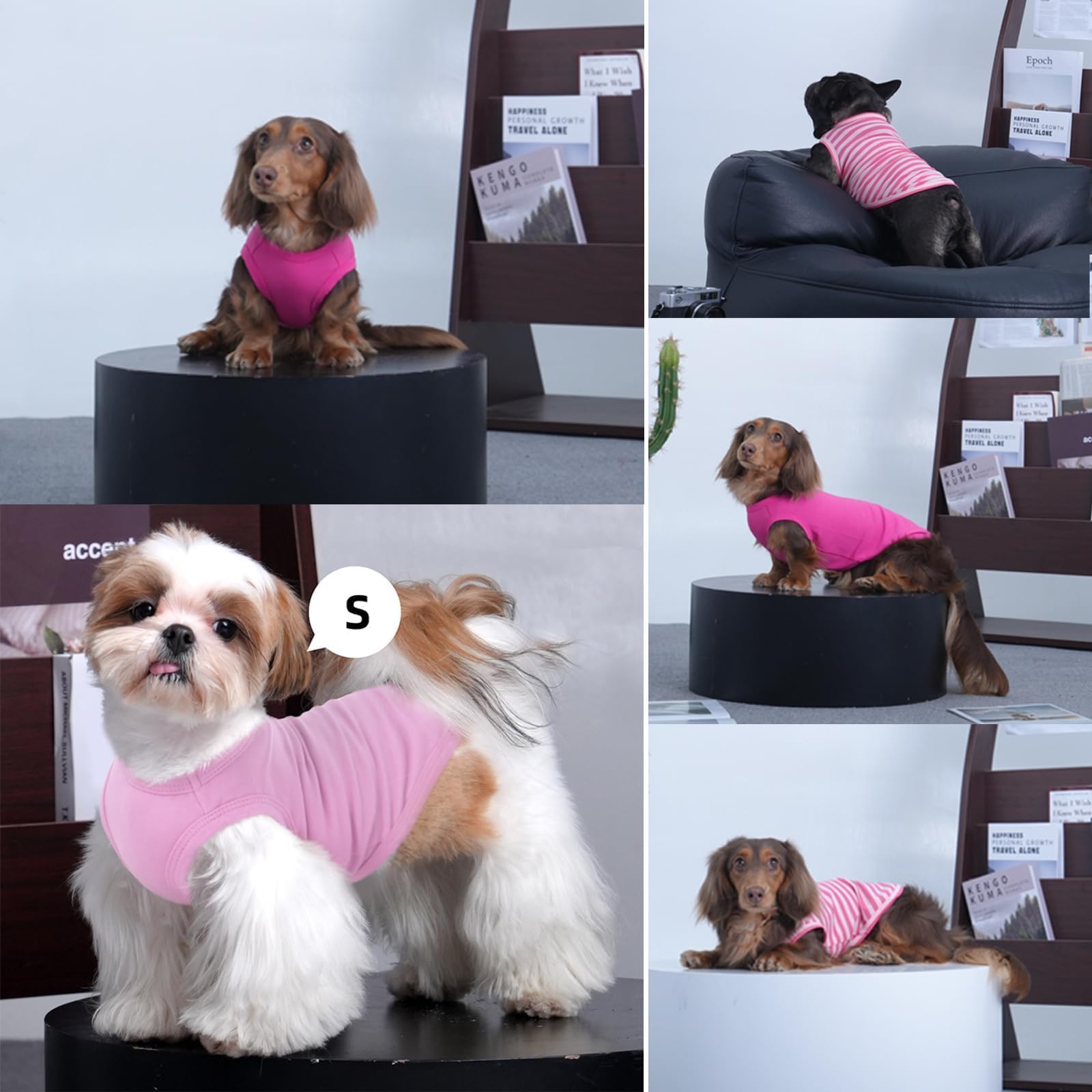 3 Pack Pink Striped Xs Dog T Shirts For Small Dogs,Lightweight Sleeveless Set For Spring&Summer, Soft Comfortable Plain Puppy Sh